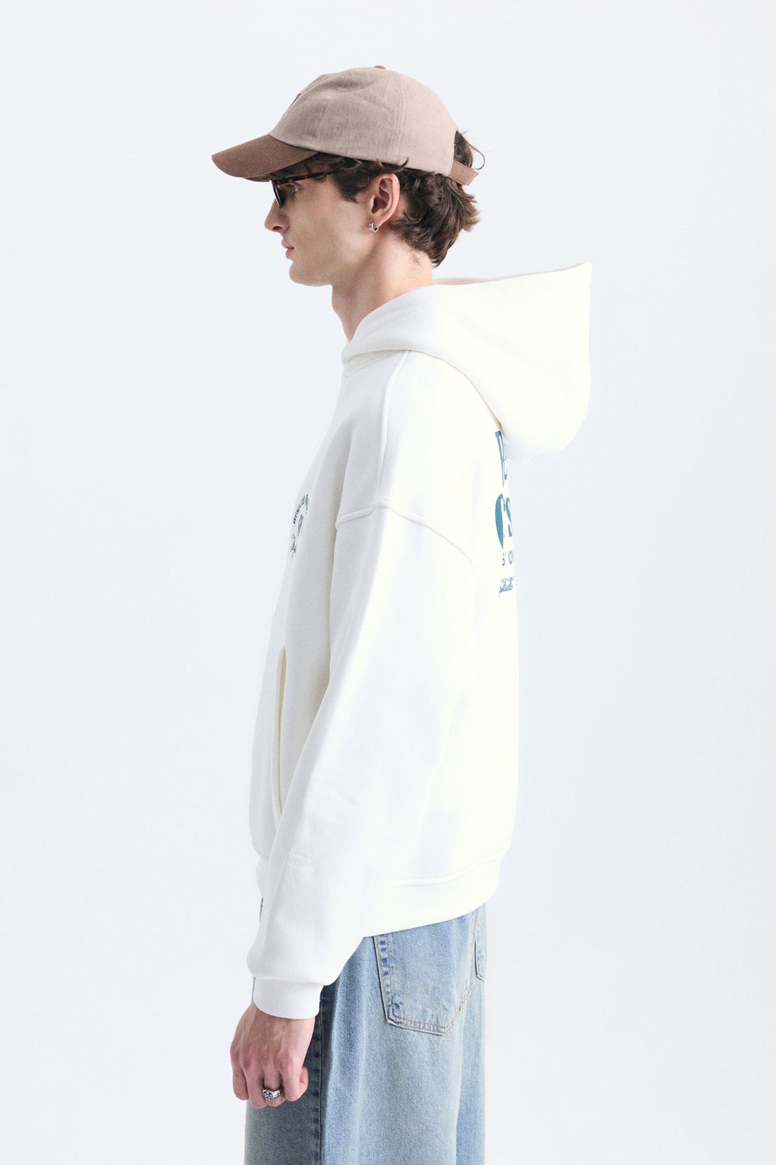 Boxy Fit Yazılı Kapüşonlu Sweatshirt
