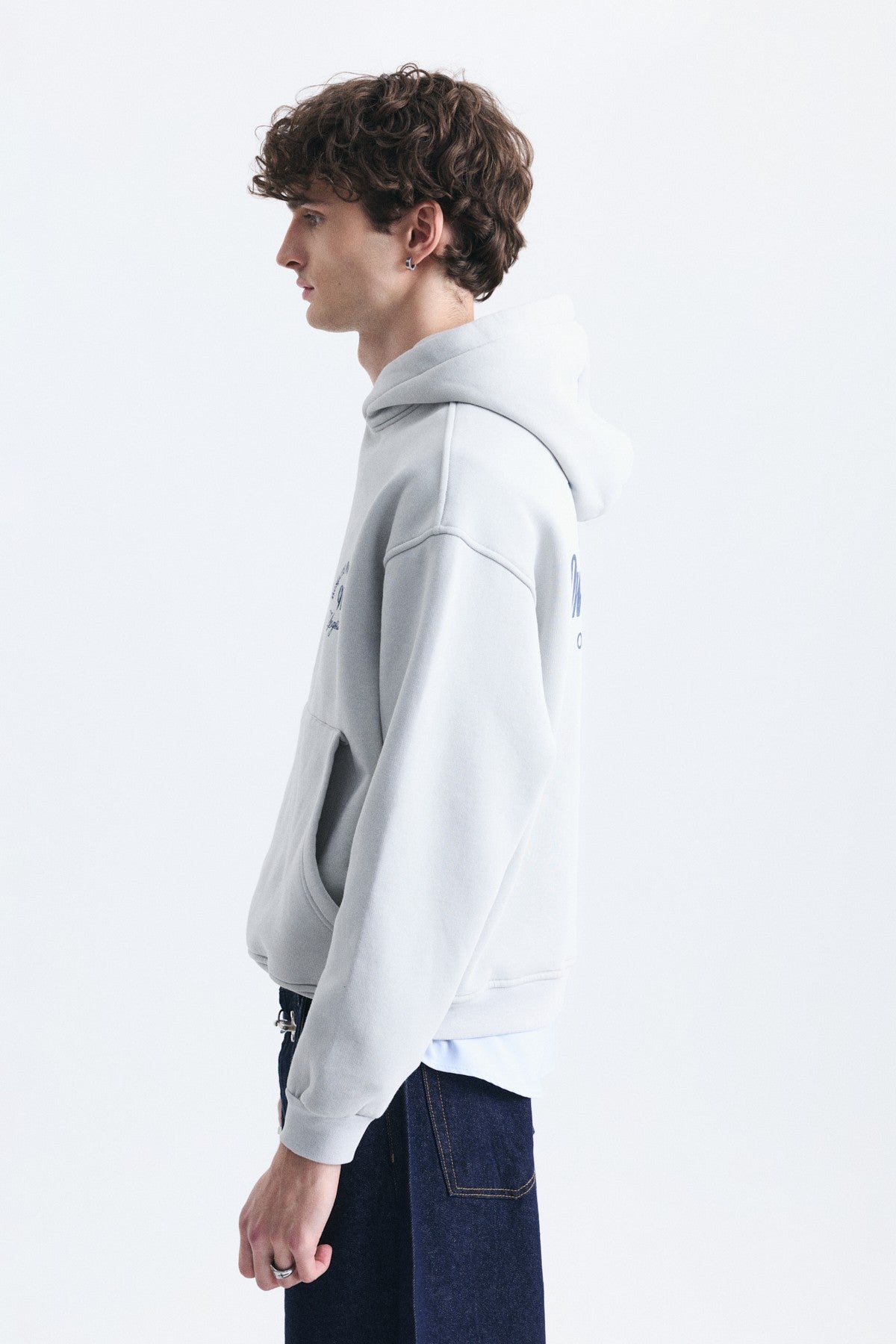 Boxy Fit Yazılı Kapüşonlu Sweatshirt