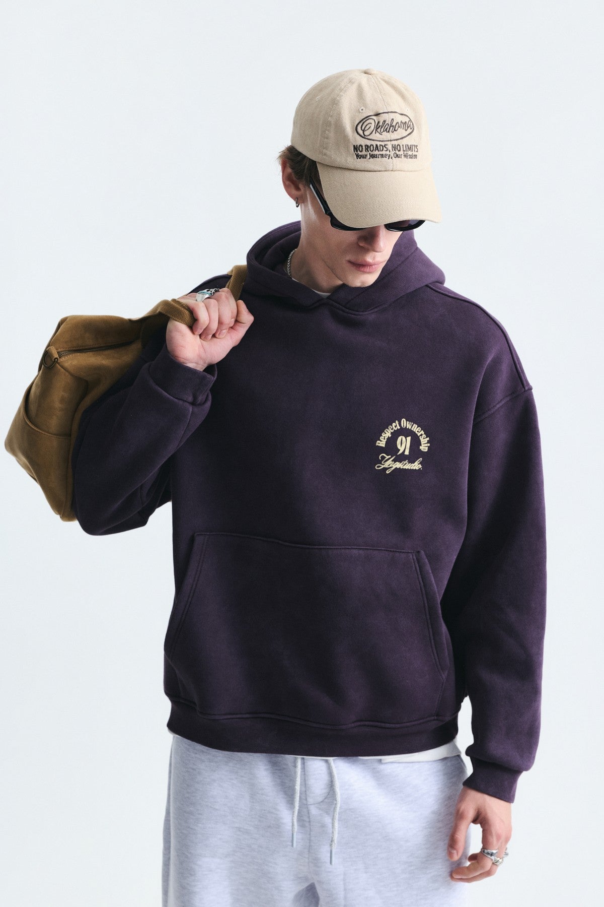 Boxy Fit Yazılı Kapüşonlu Sweatshirt