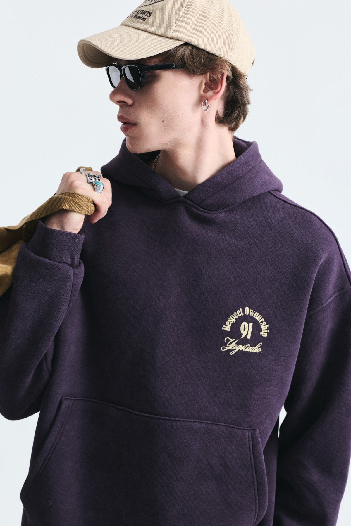Boxy Fit Yazılı Kapüşonlu Sweatshirt