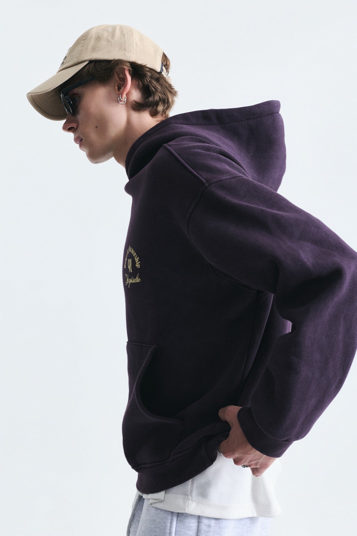 Boxy Fit Yazılı Kapüşonlu Sweatshirt