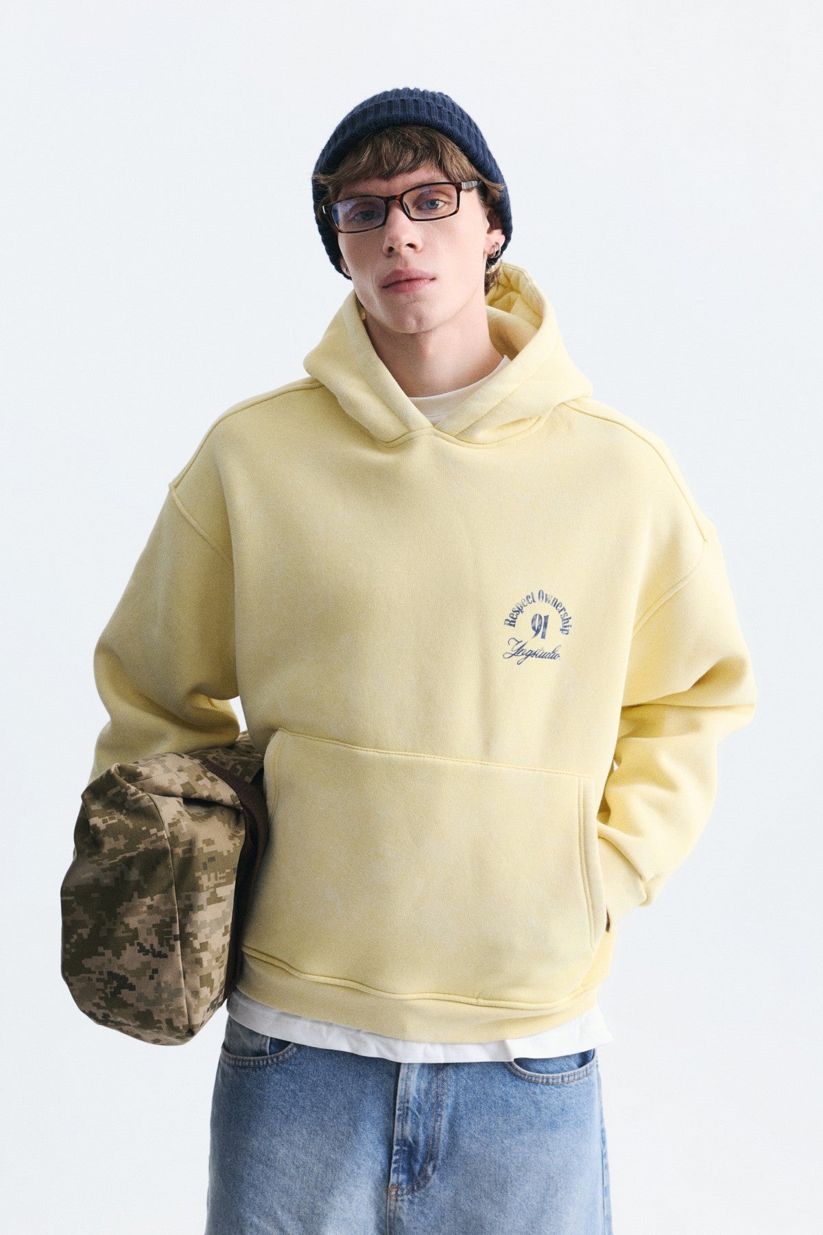 Boxy Fit Yazılı Kapüşonlu Sweatshirt