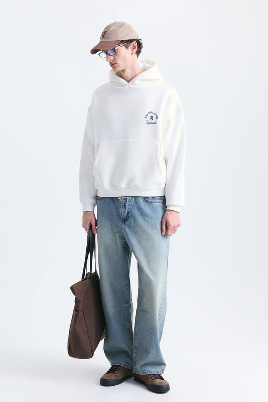 Boxy Fit Yazılı Kapüşonlu Sweatshirt