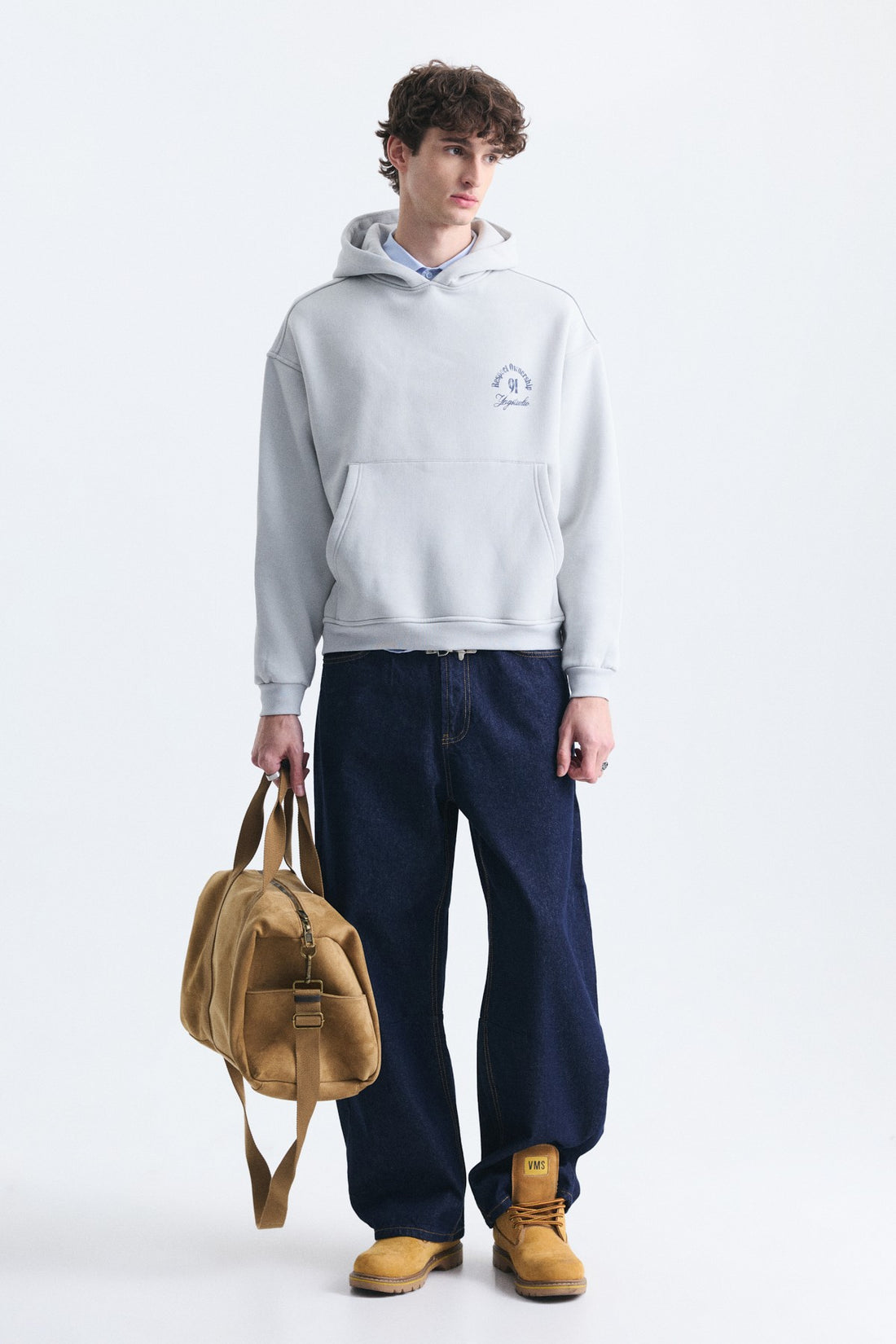 Boxy Fit Yazılı Kapüşonlu Sweatshirt