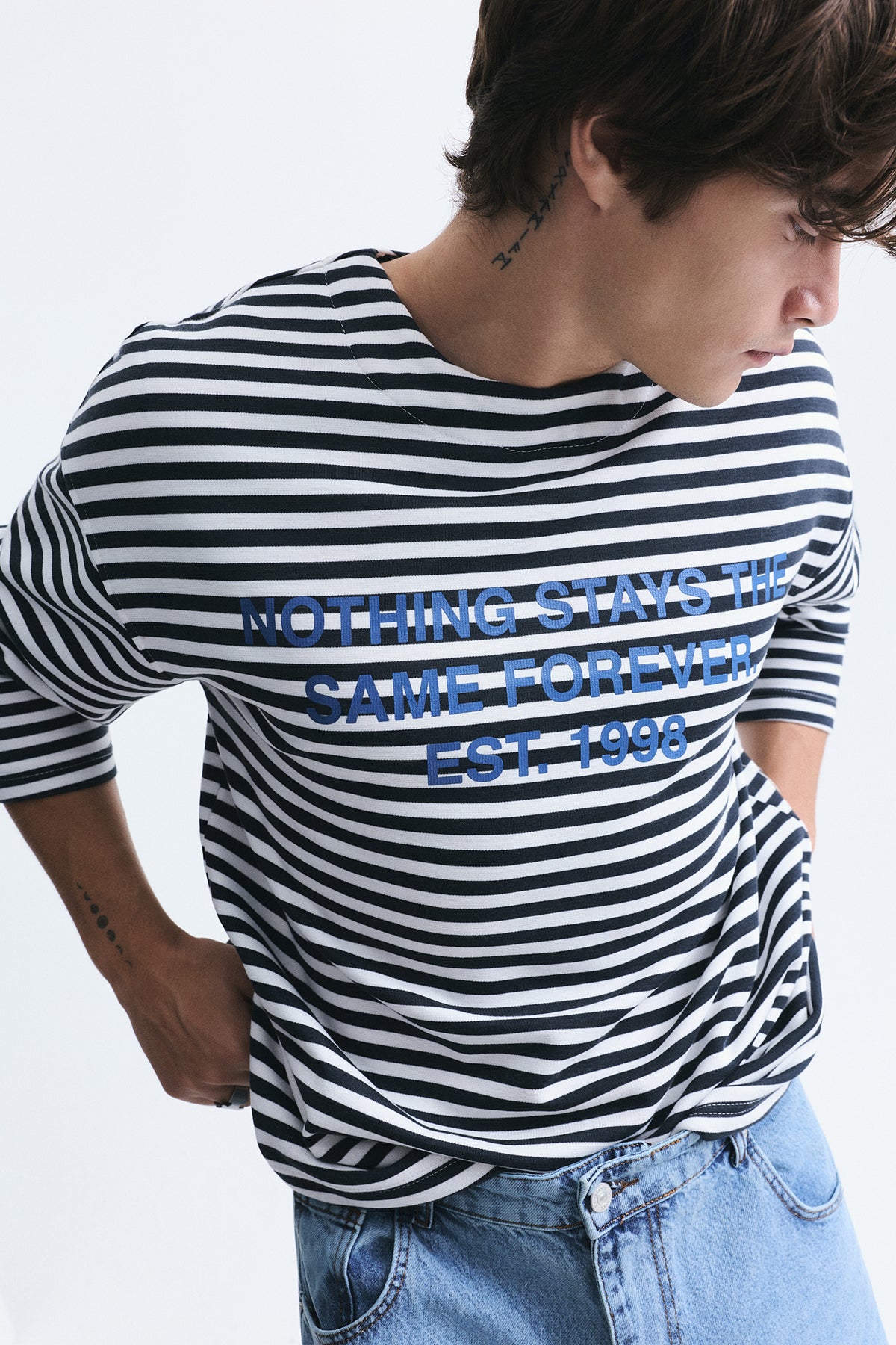 Oversize Çizgili Sweatshirt
