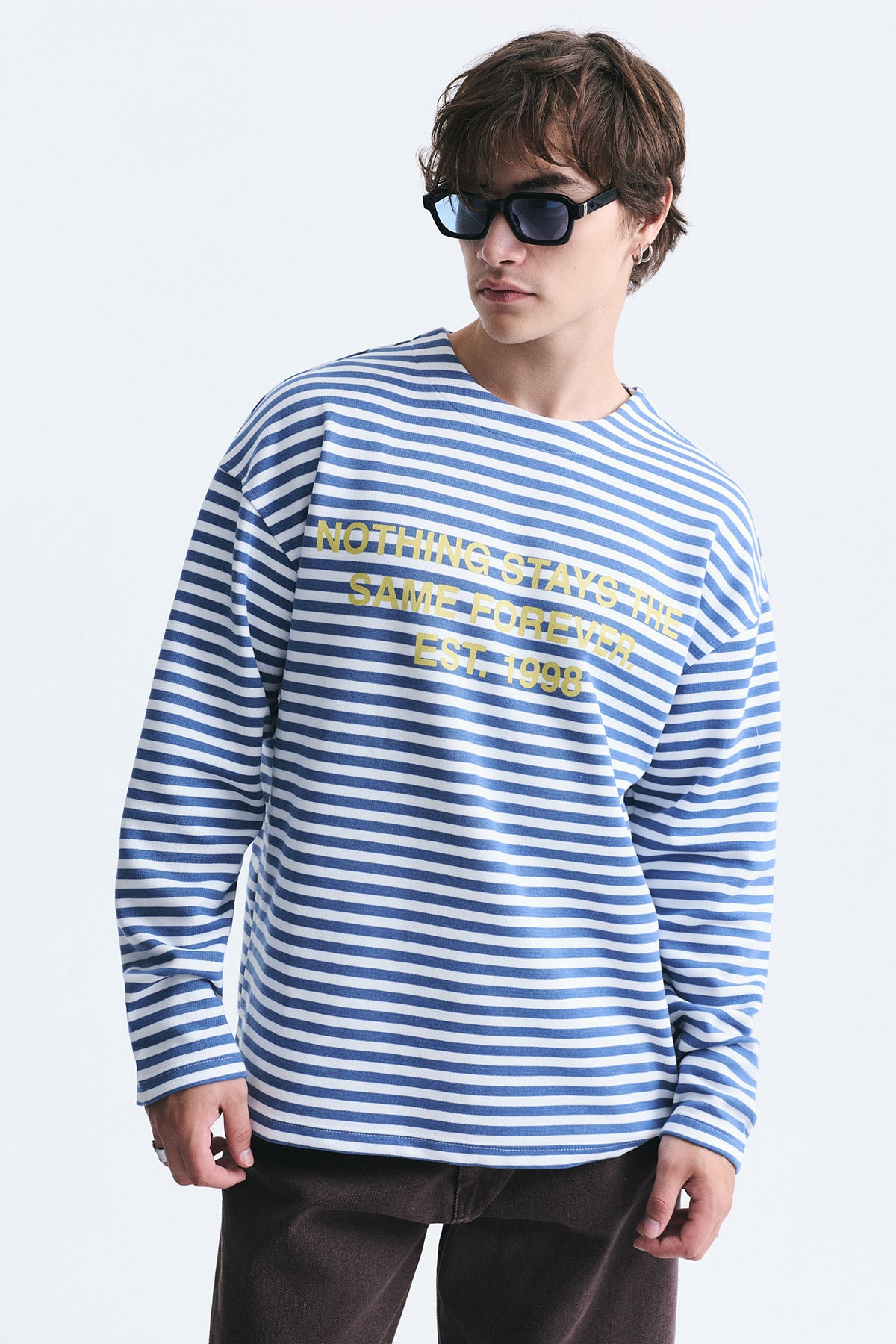 Oversize Çizgili Sweatshirt