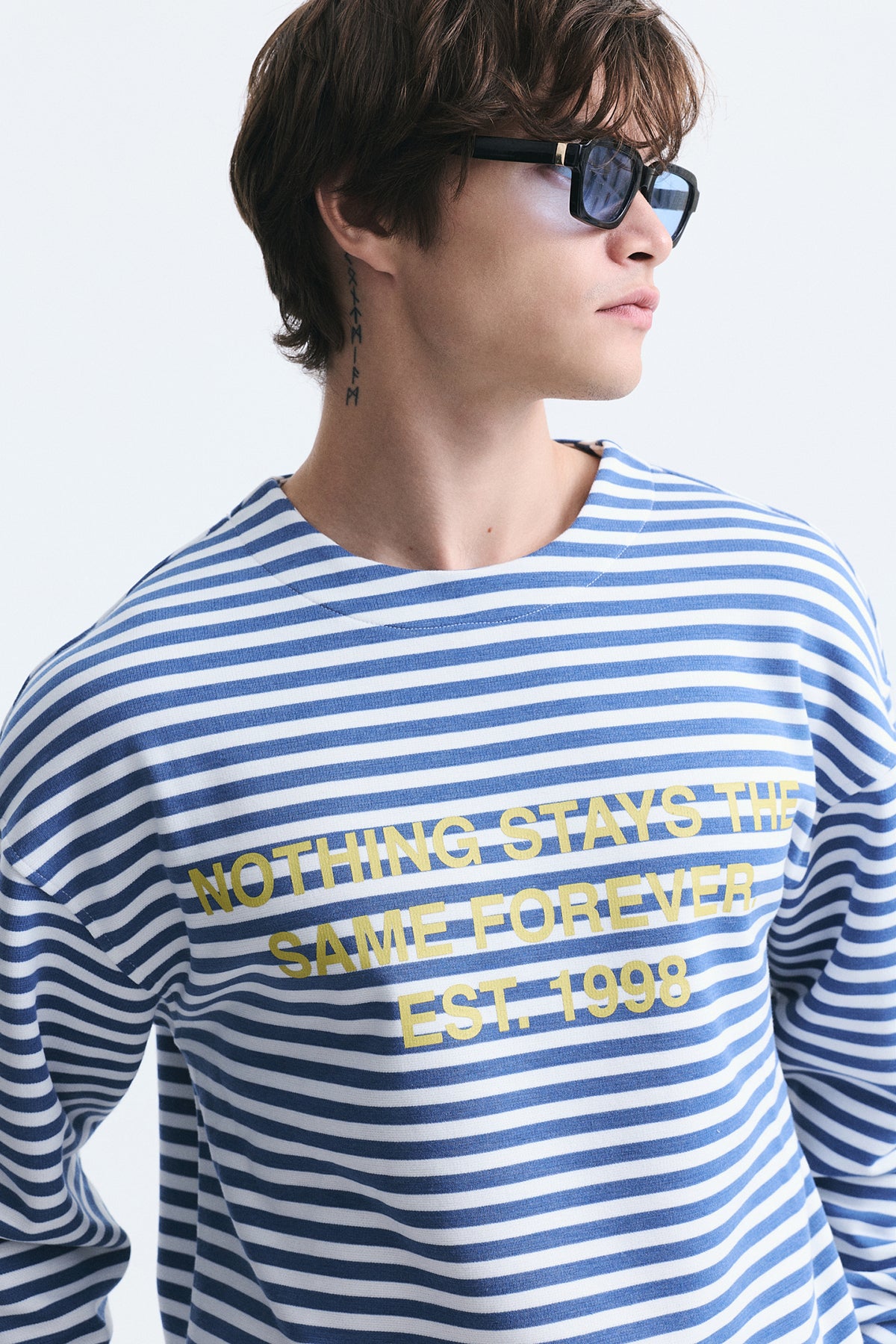Oversize Çizgili Sweatshirt