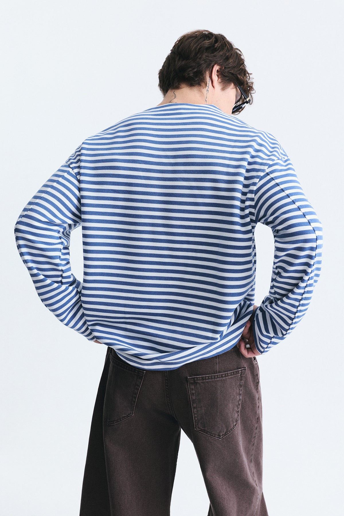 Oversize Çizgili Sweatshirt