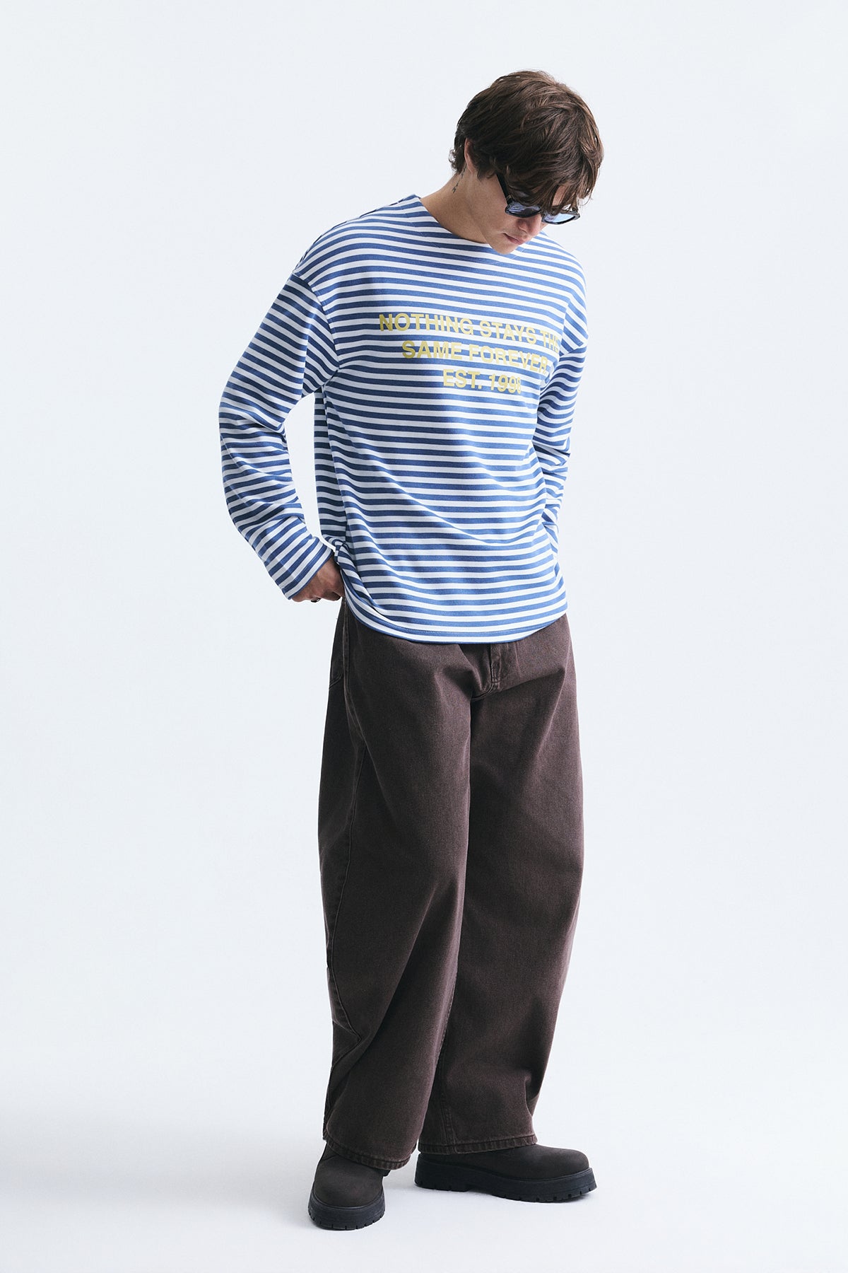 Oversize Çizgili Sweatshirt