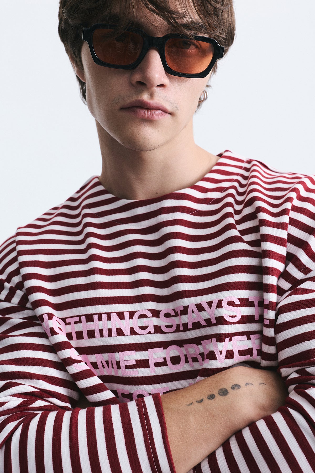 Oversize Çizgili Sweatshirt