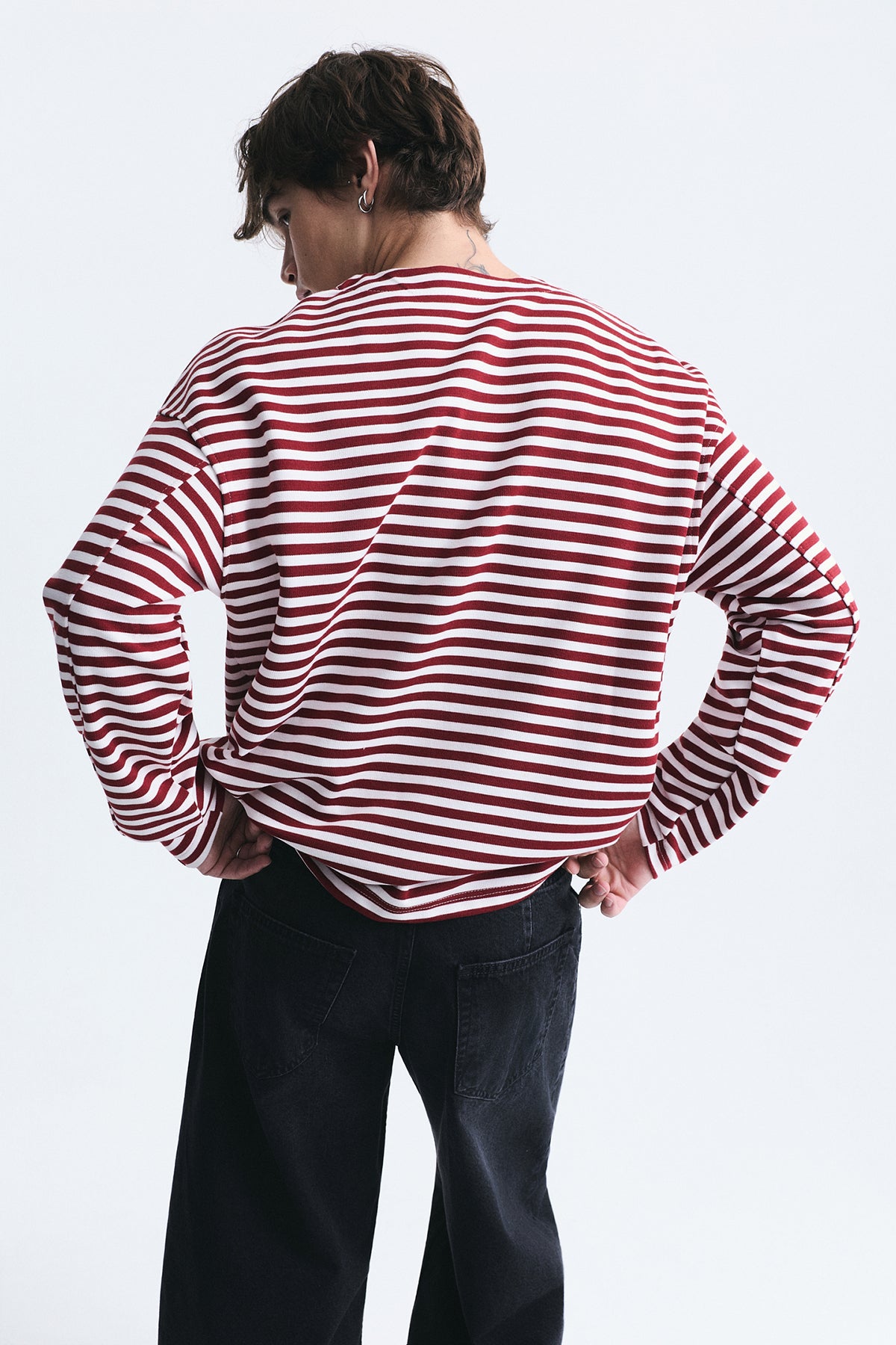 Oversize Çizgili Sweatshirt