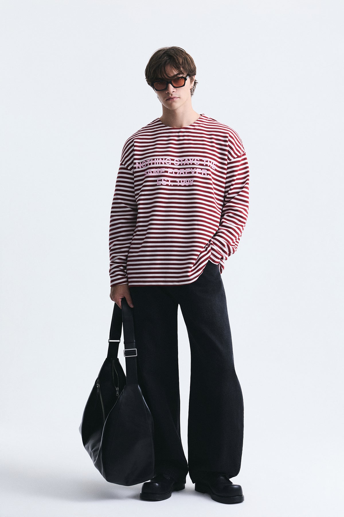 Oversize Çizgili Sweatshirt