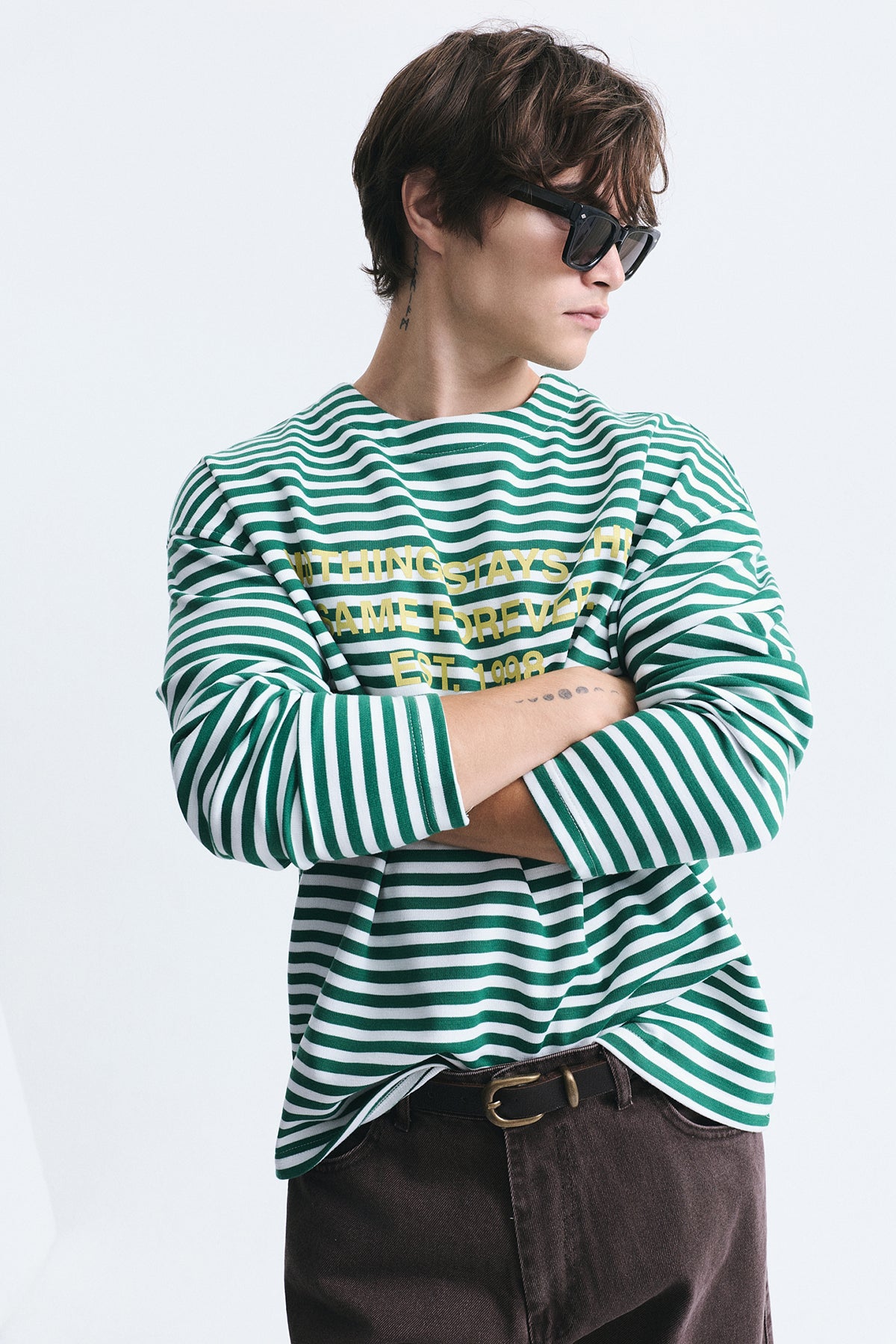 Oversize Çizgili Sweatshirt