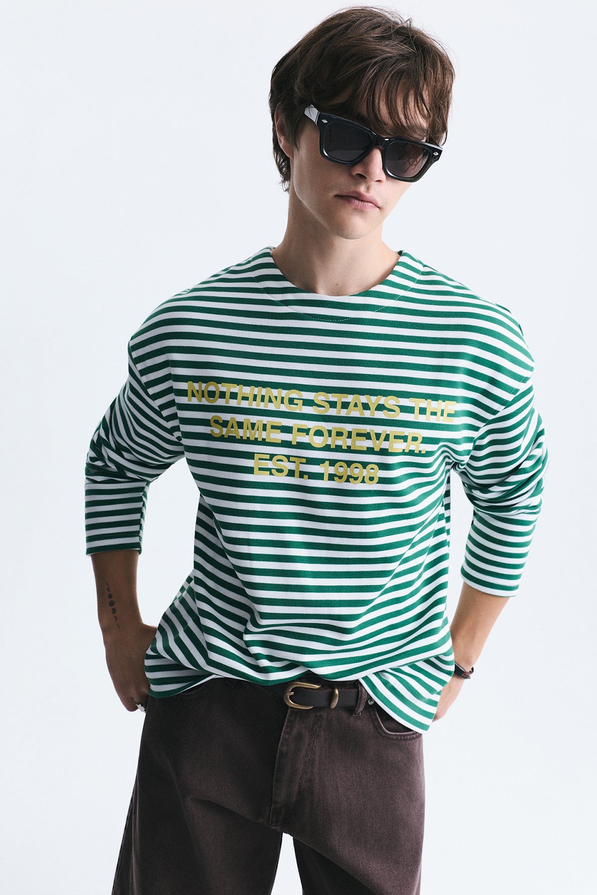 Oversize Çizgili Sweatshirt