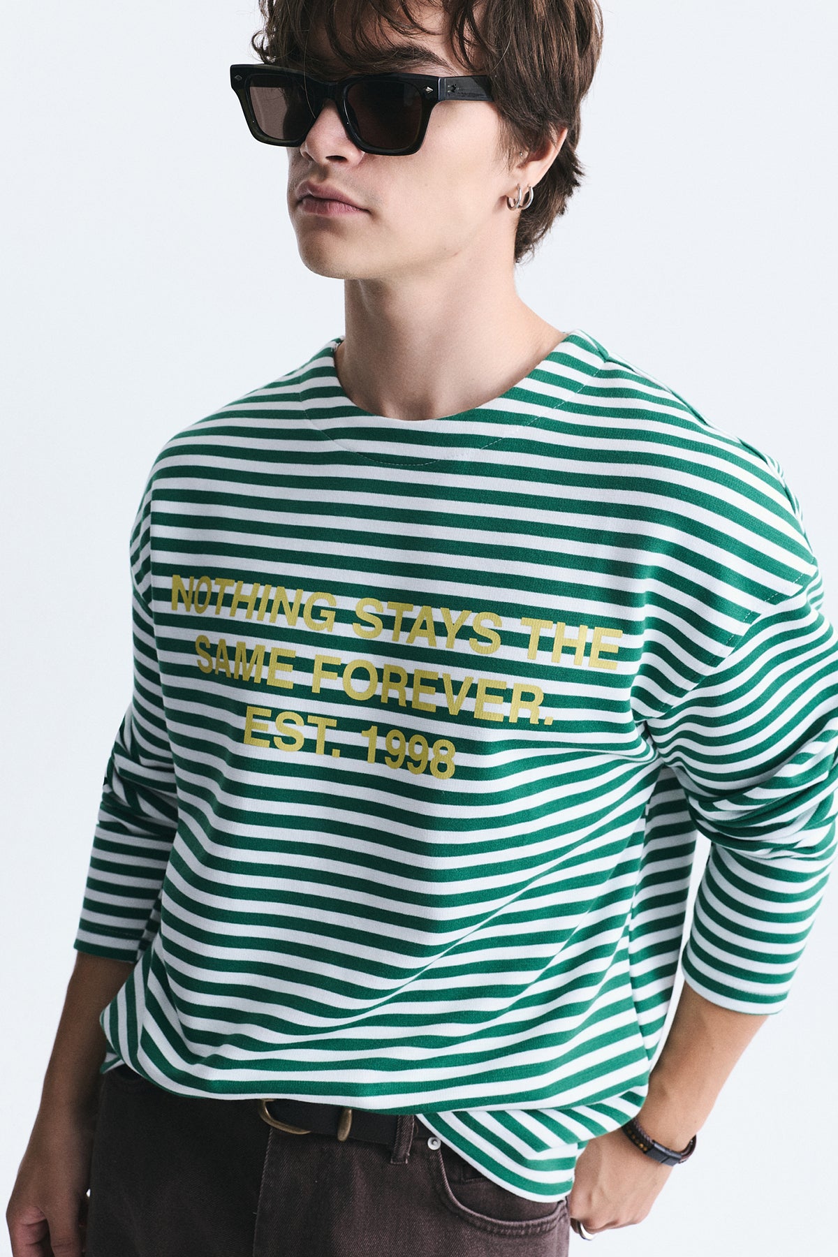 Oversize Çizgili Sweatshirt