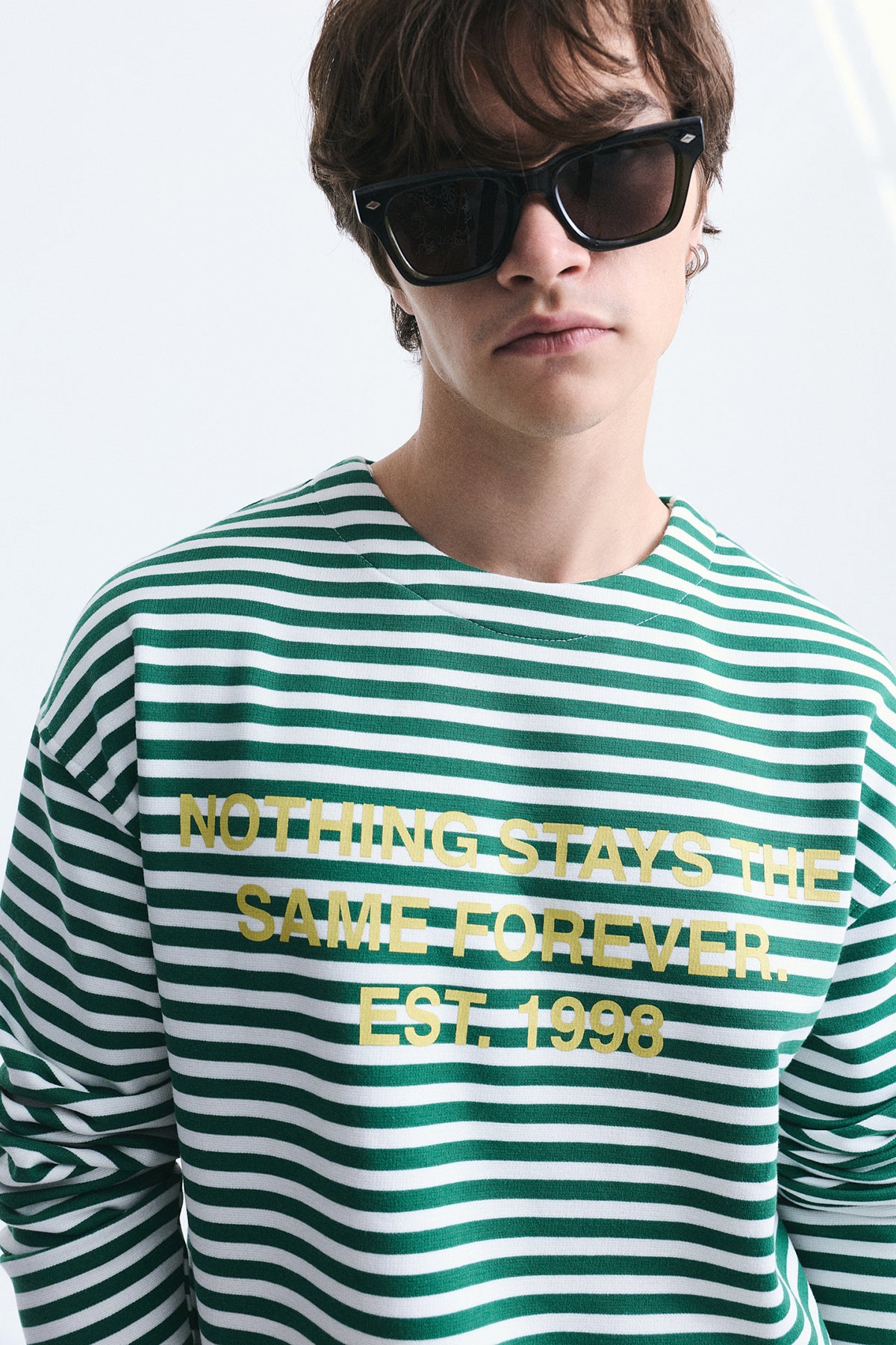 Oversize Çizgili Sweatshirt