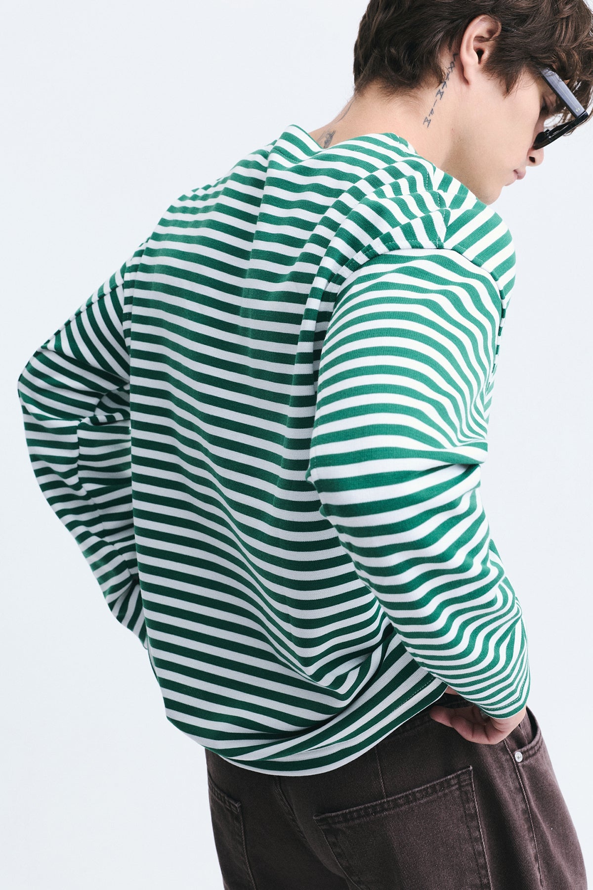 Oversize Çizgili Sweatshirt