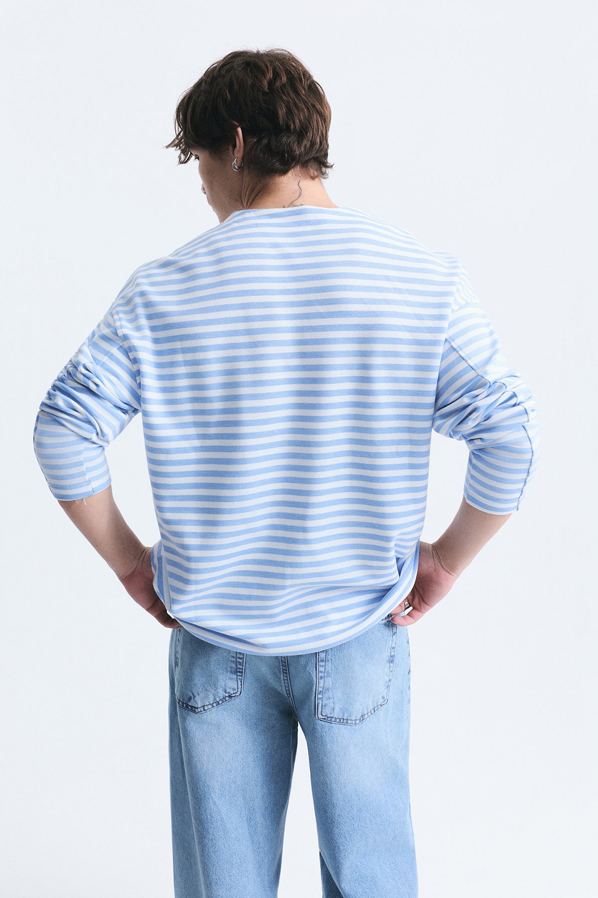 Oversize Çizgili Sweatshirt