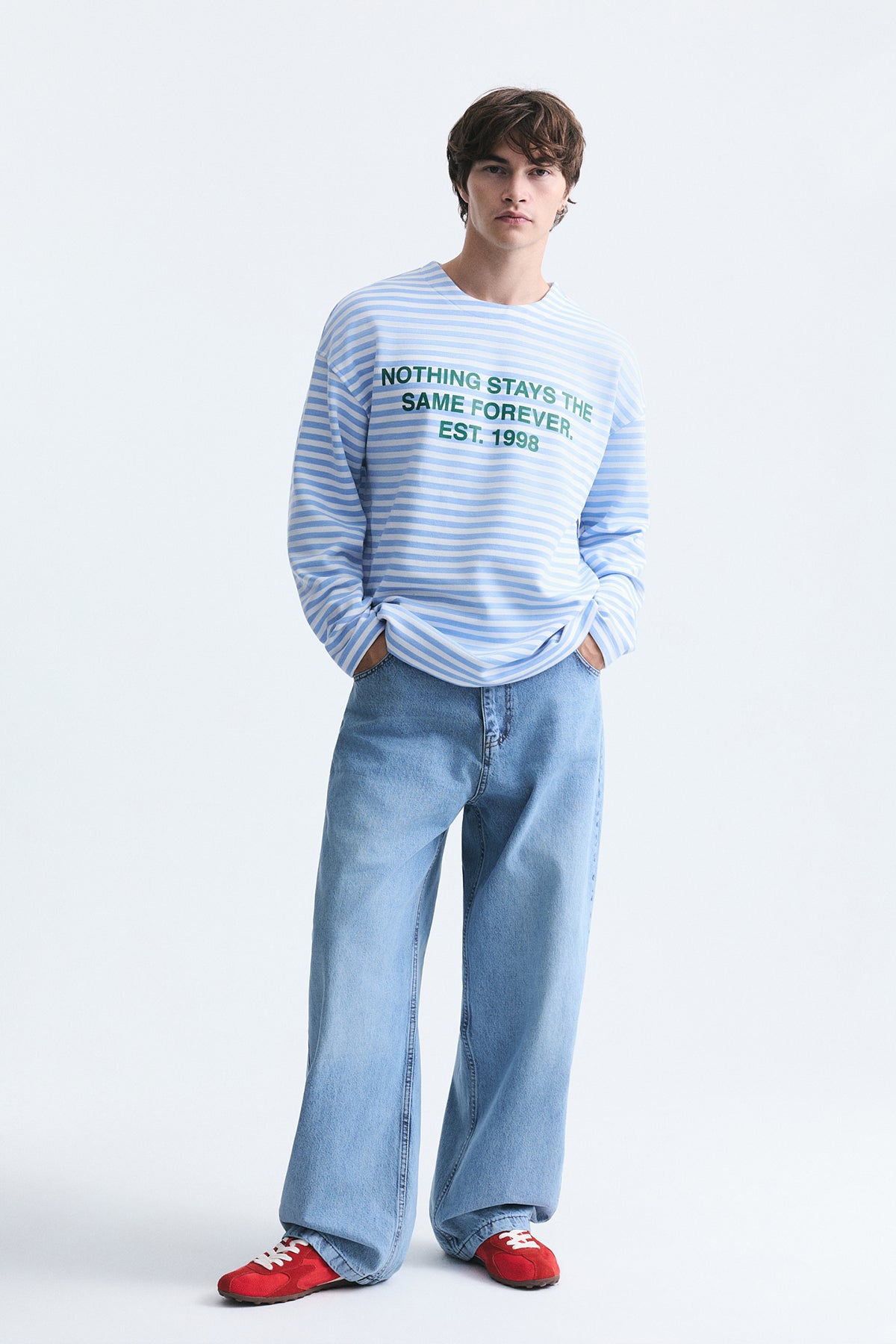 Oversize Çizgili Sweatshirt