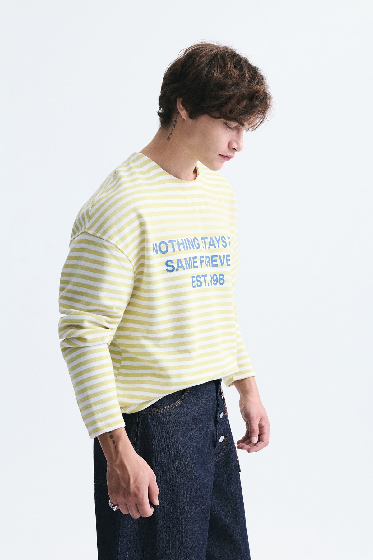 Oversize Çizgili Sweatshirt