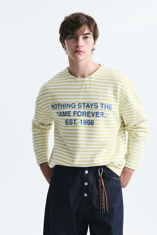 Oversize Çizgili Sweatshirt