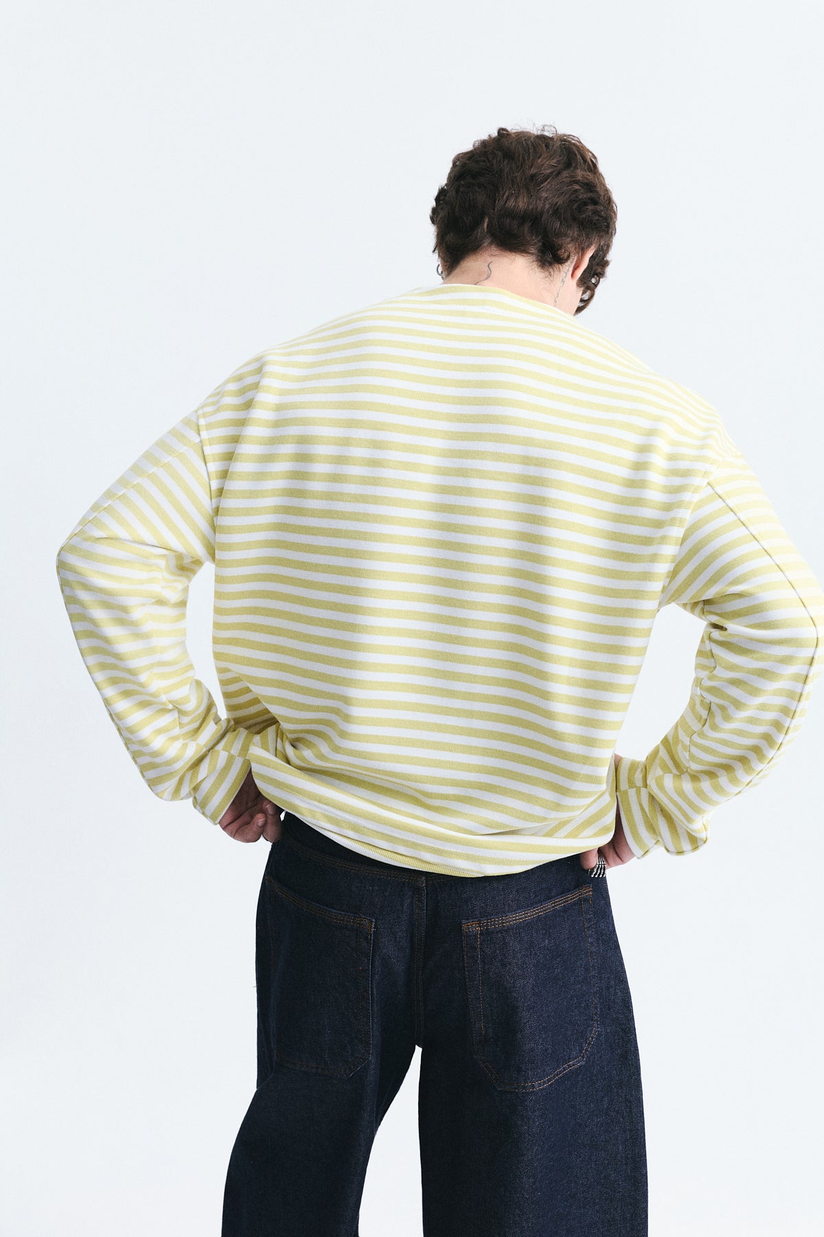 Oversize Çizgili Sweatshirt