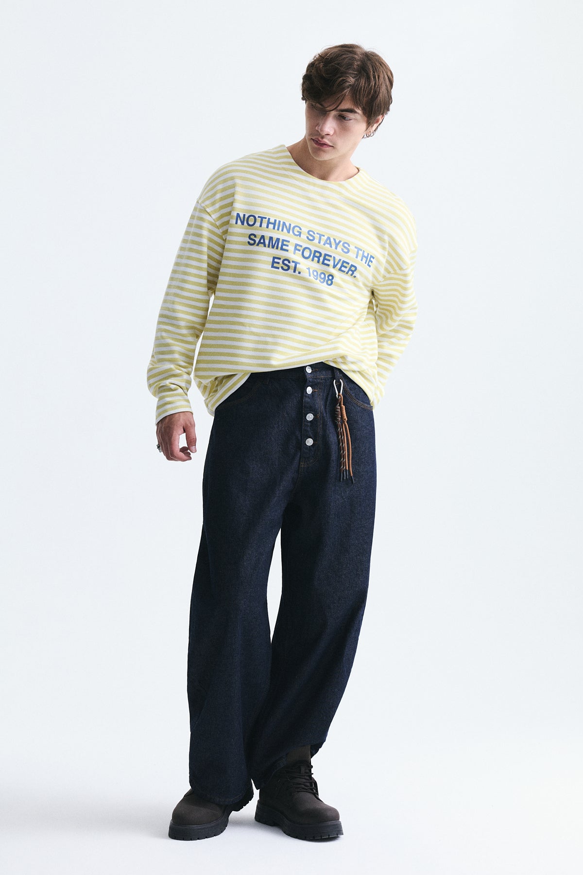 Oversize Çizgili Sweatshirt