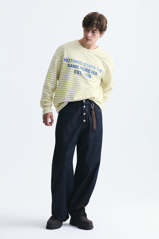 Oversize Çizgili Sweatshirt