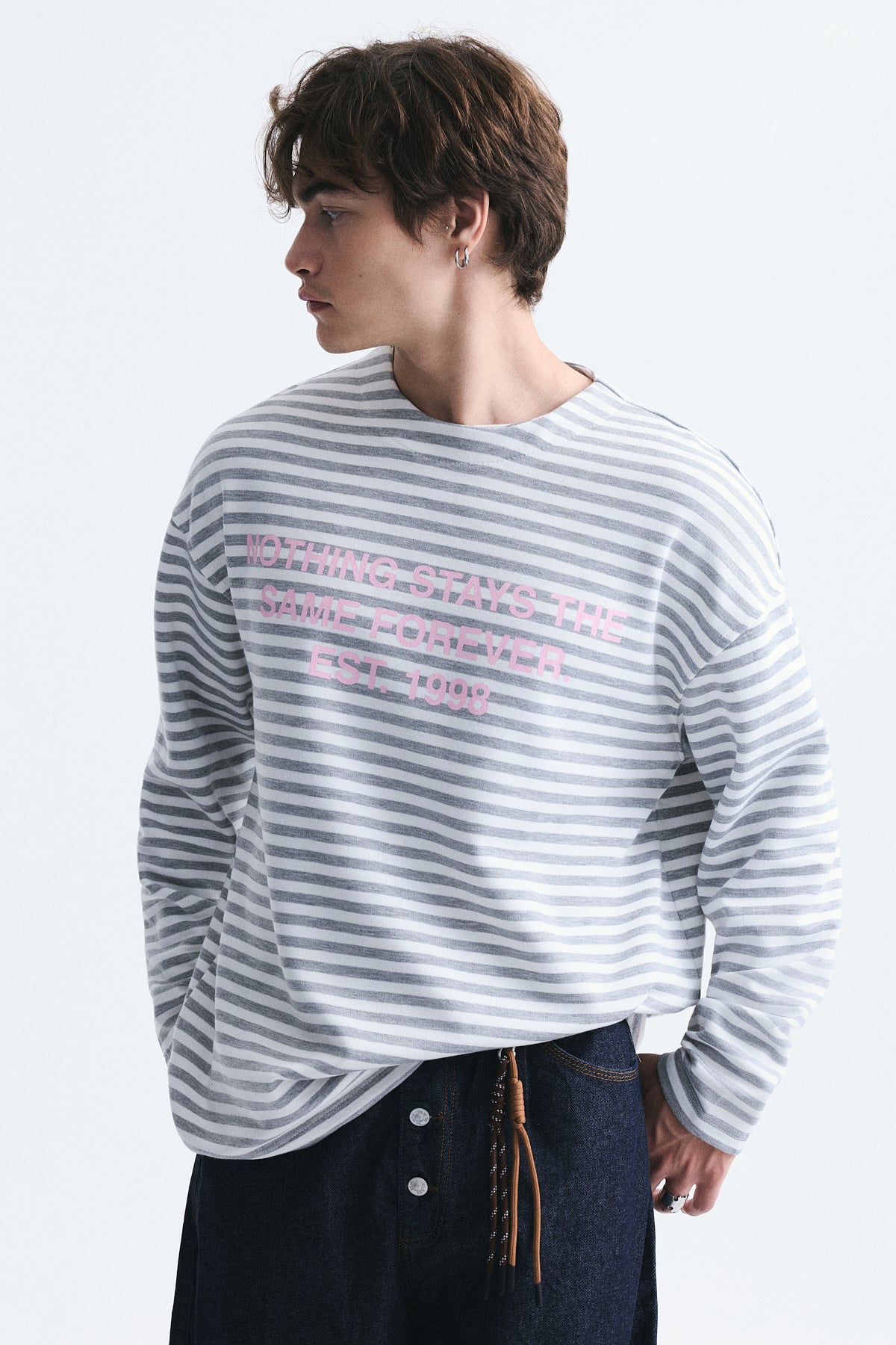 Oversize Çizgili Sweatshirt