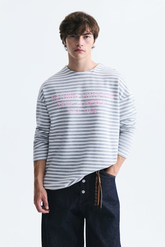 Oversize Çizgili Sweatshirt