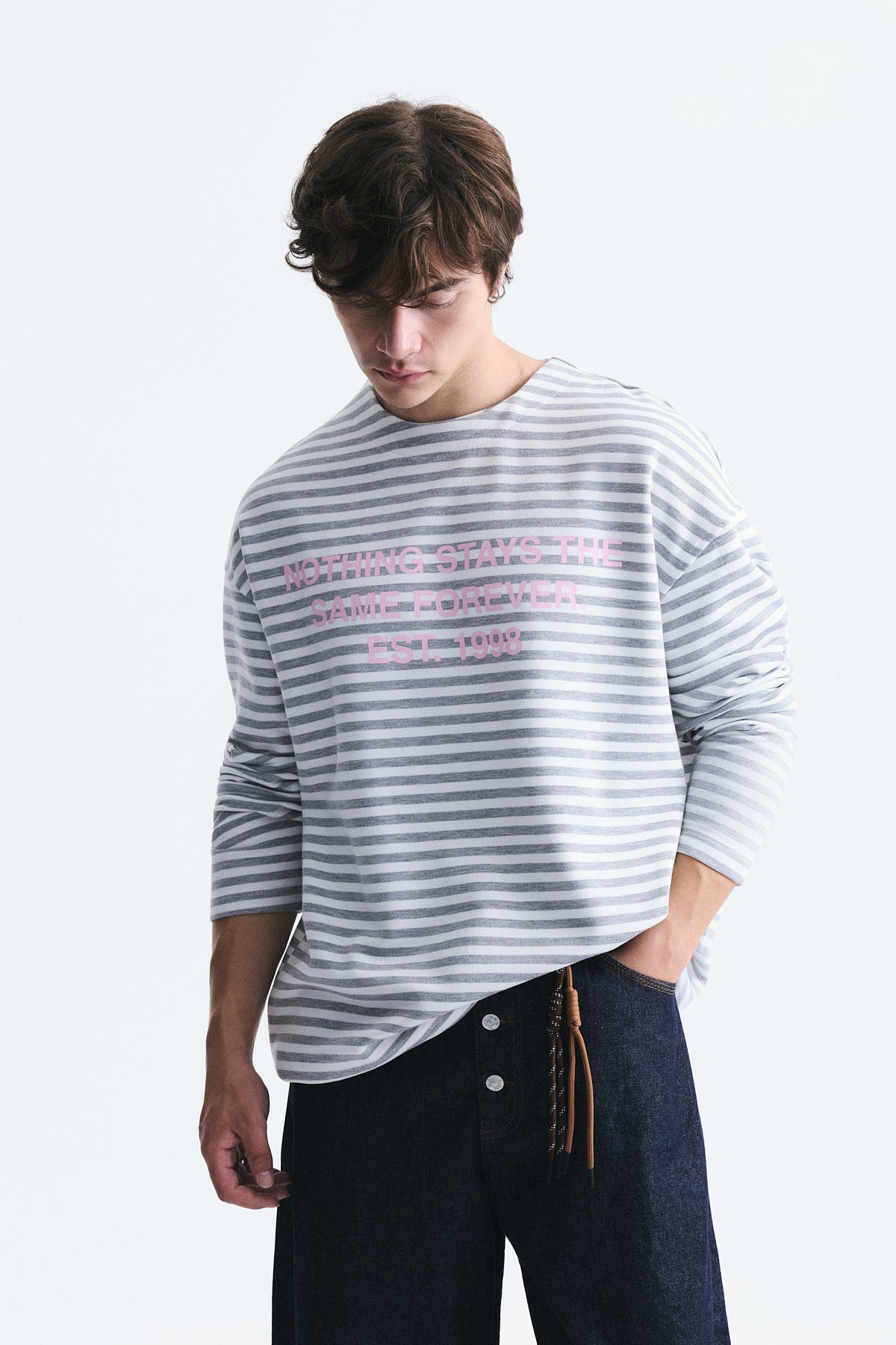 Oversize Çizgili Sweatshirt