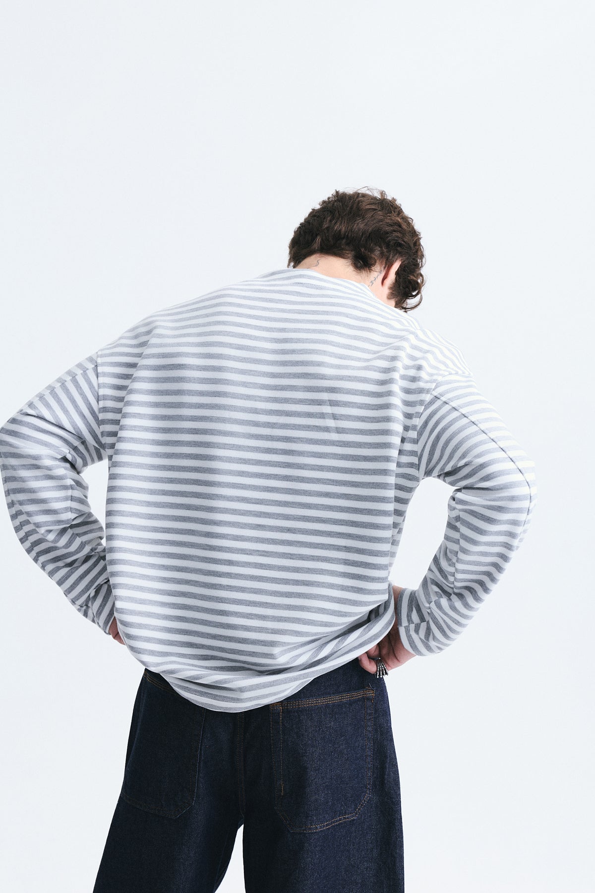 Oversize Çizgili Sweatshirt