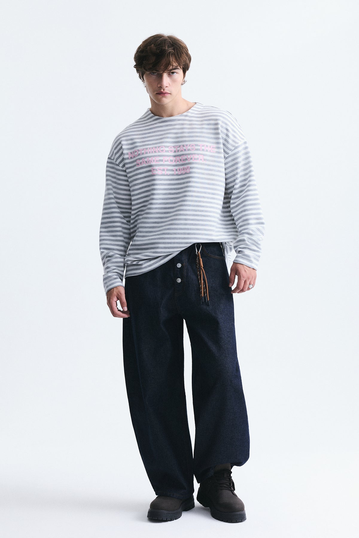 Oversize Çizgili Sweatshirt