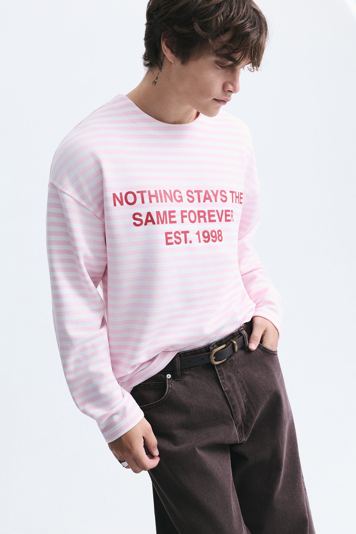 Oversize Çizgili Sweatshirt