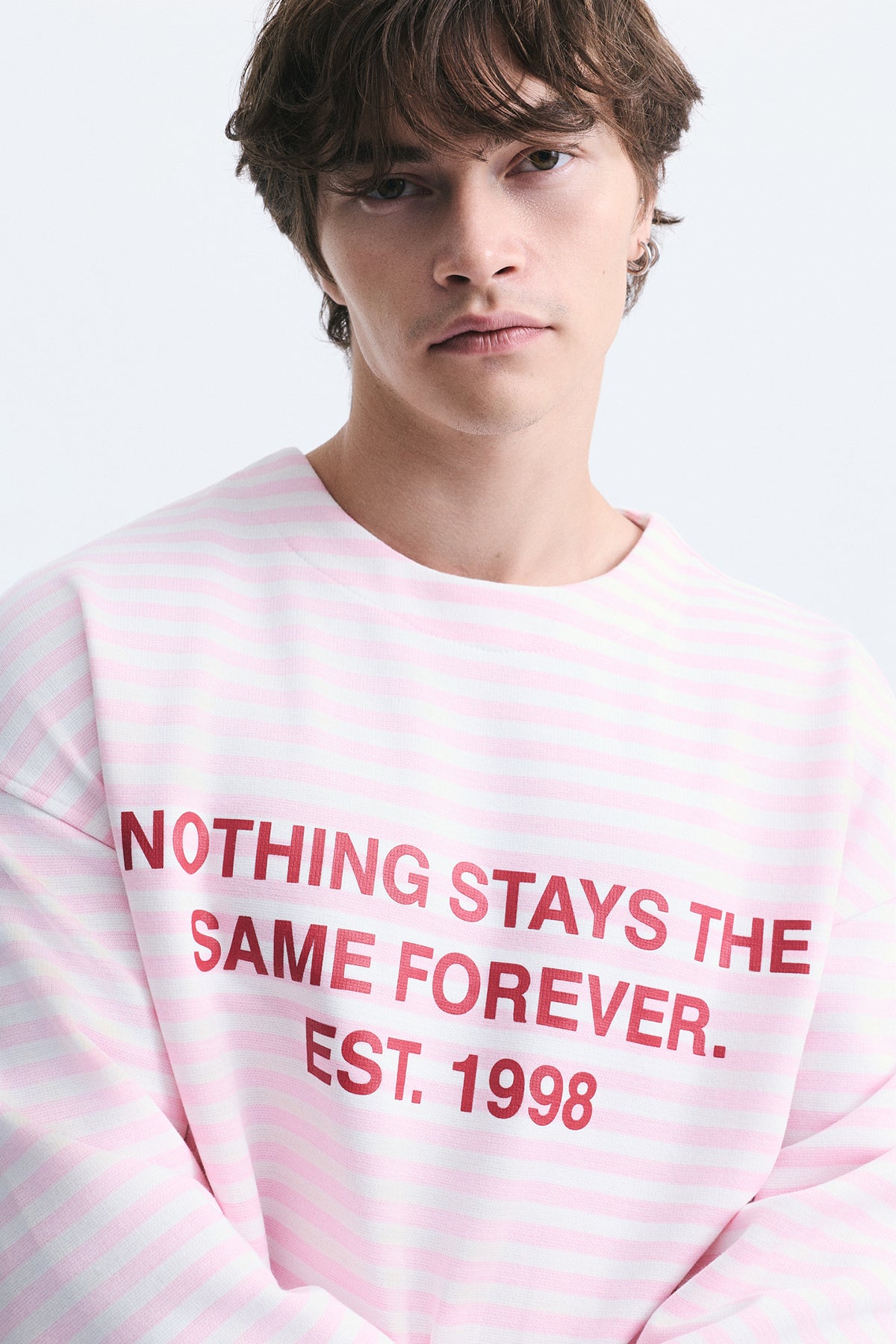 Oversize Çizgili Sweatshirt