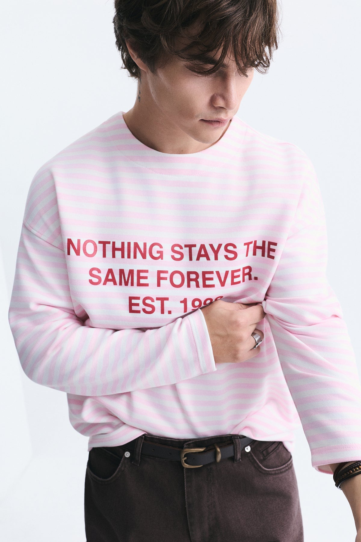 Oversize Çizgili Sweatshirt