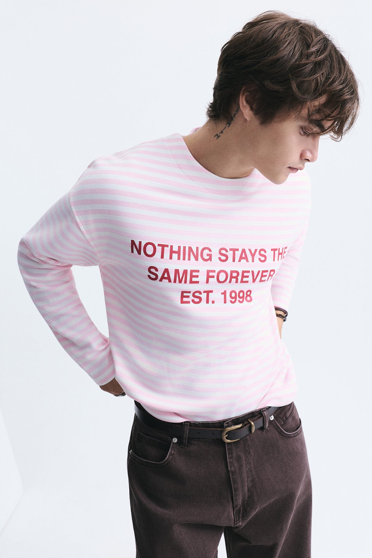 Oversize Çizgili Sweatshirt