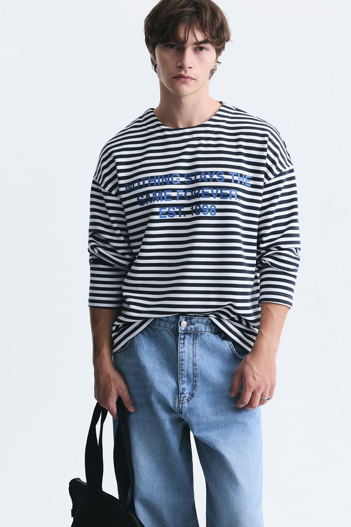 Oversize Çizgili Sweatshirt