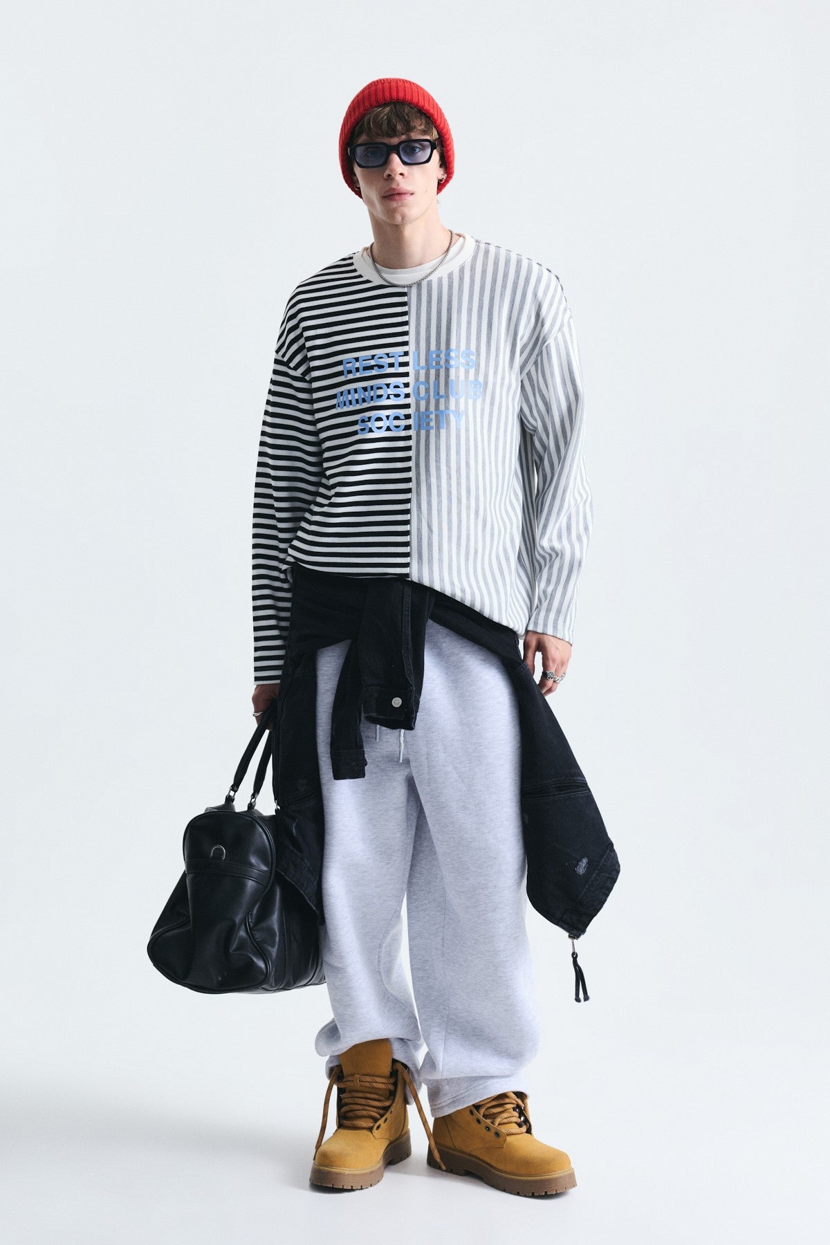 Çift Renk Çizgili Sweatshirt