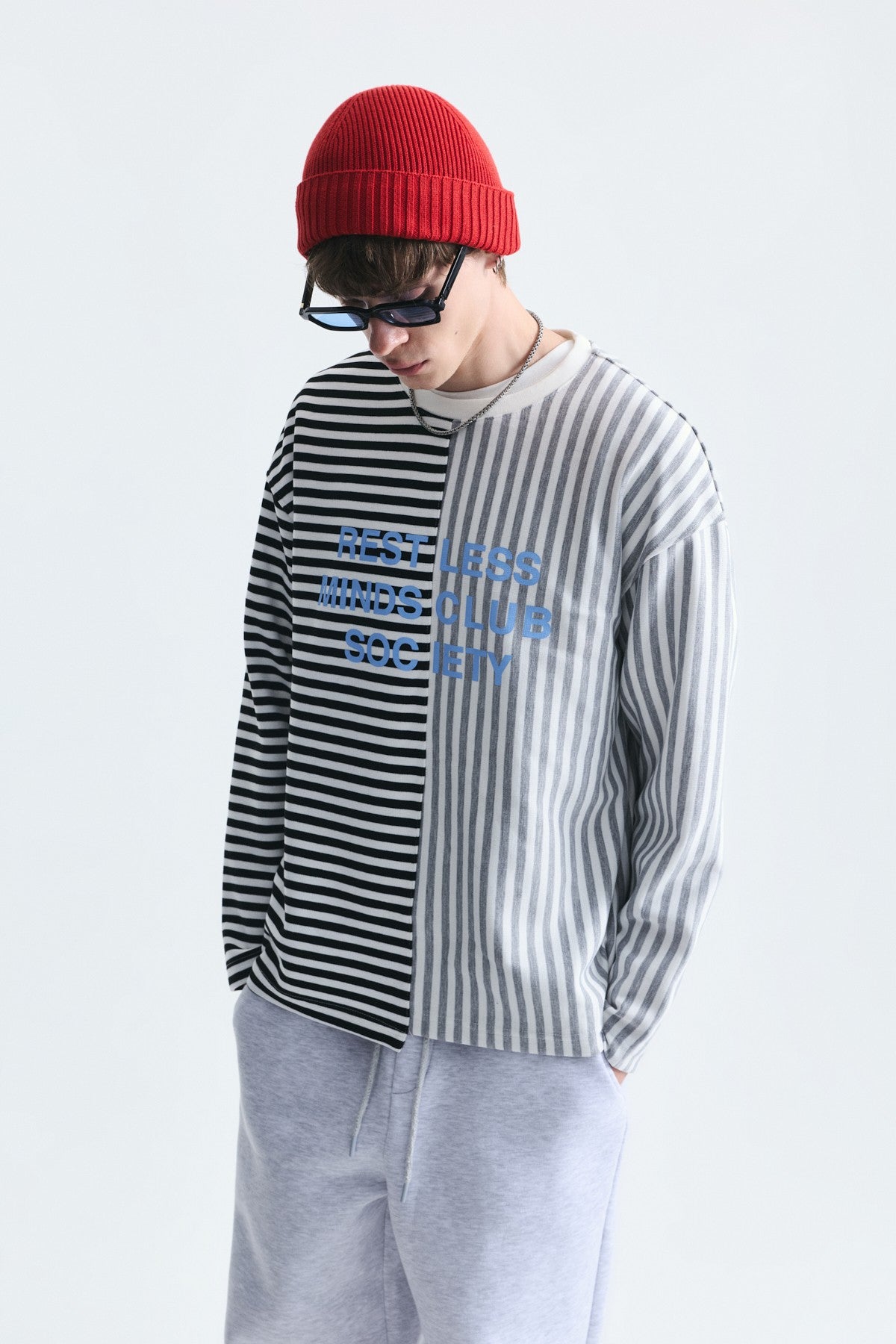 Çift Renk Çizgili Sweatshirt
