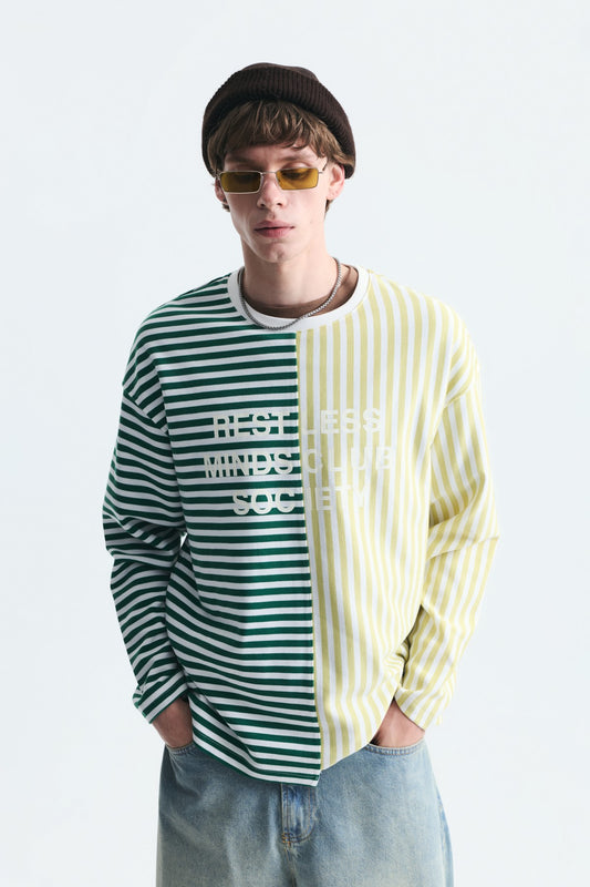 Çift Renk Çizgili Sweatshirt