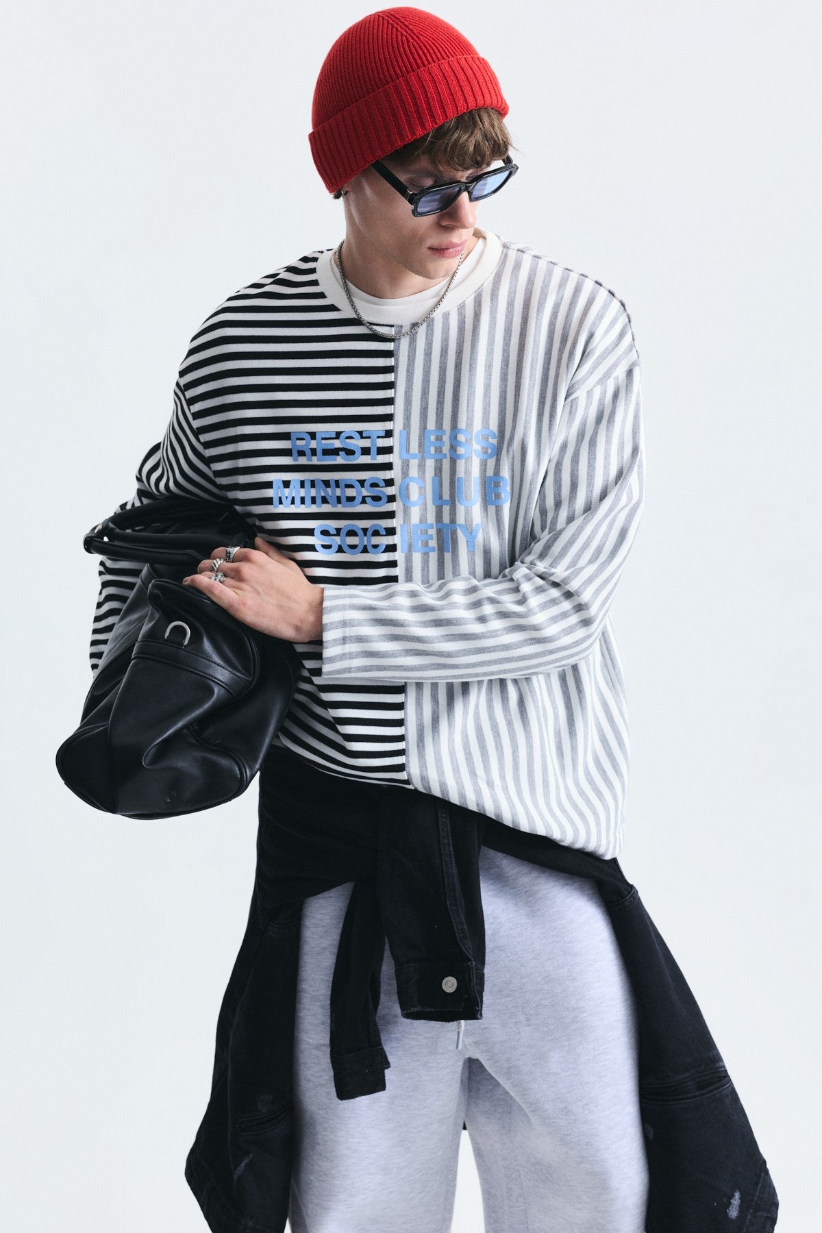 Çift Renk Çizgili Sweatshirt
