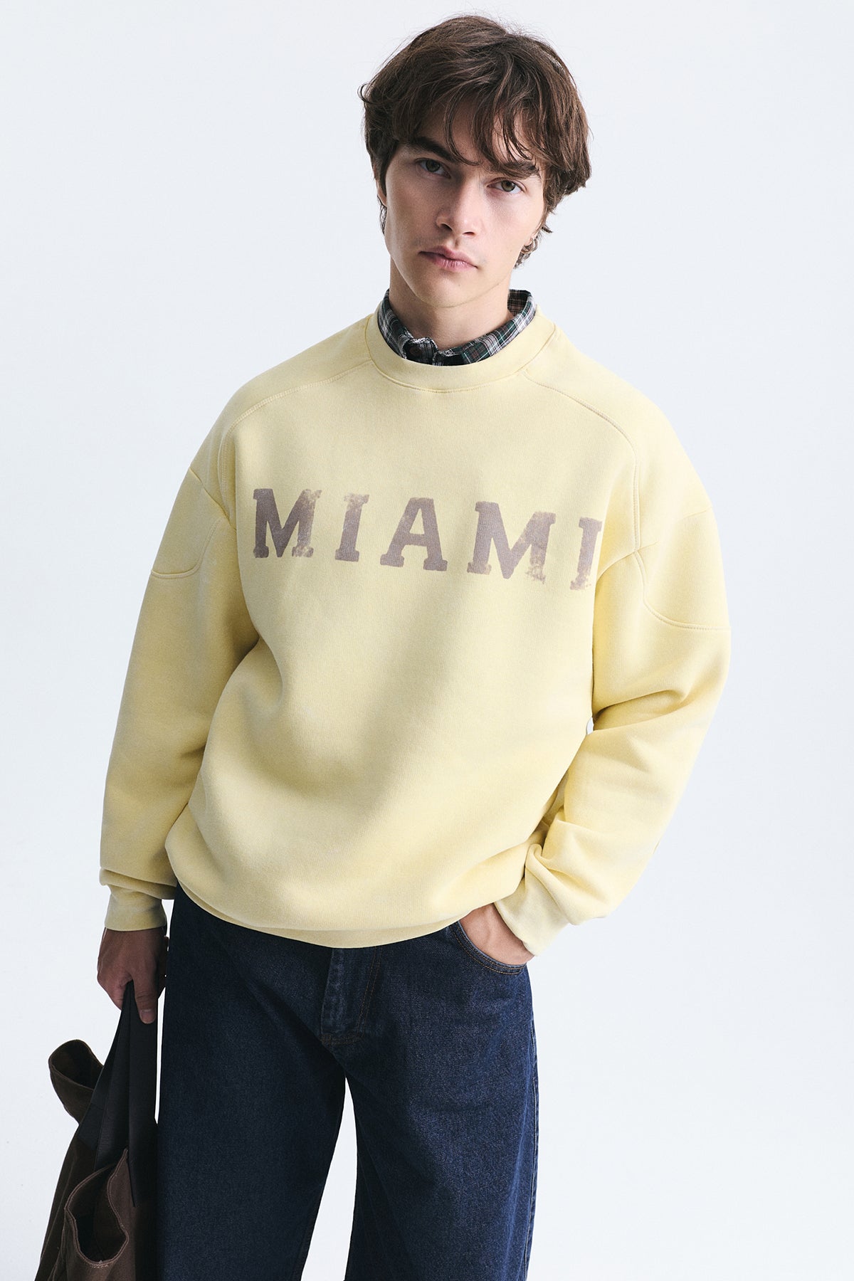 Miami Baskılı Bisiklet Yaka Sweatshirt