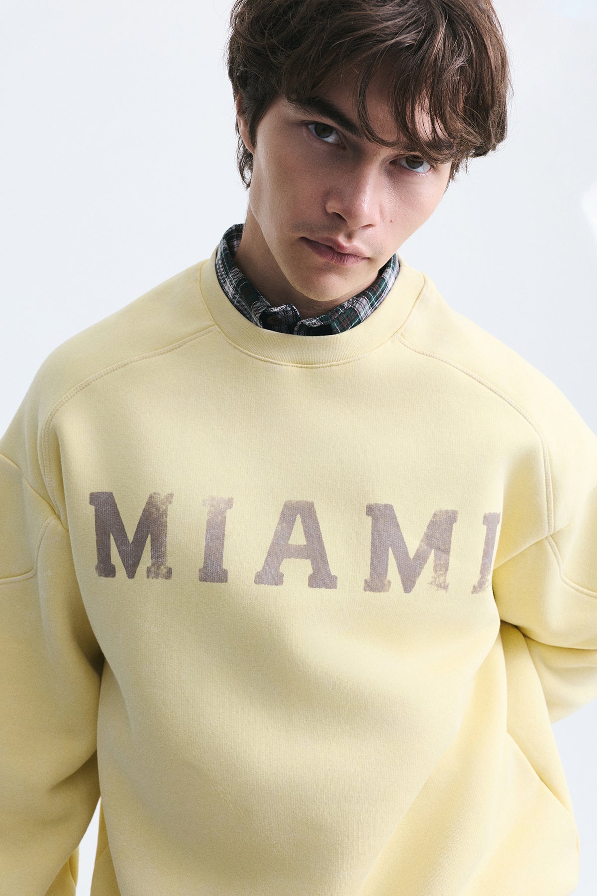 Miami Baskılı Bisiklet Yaka Sweatshirt