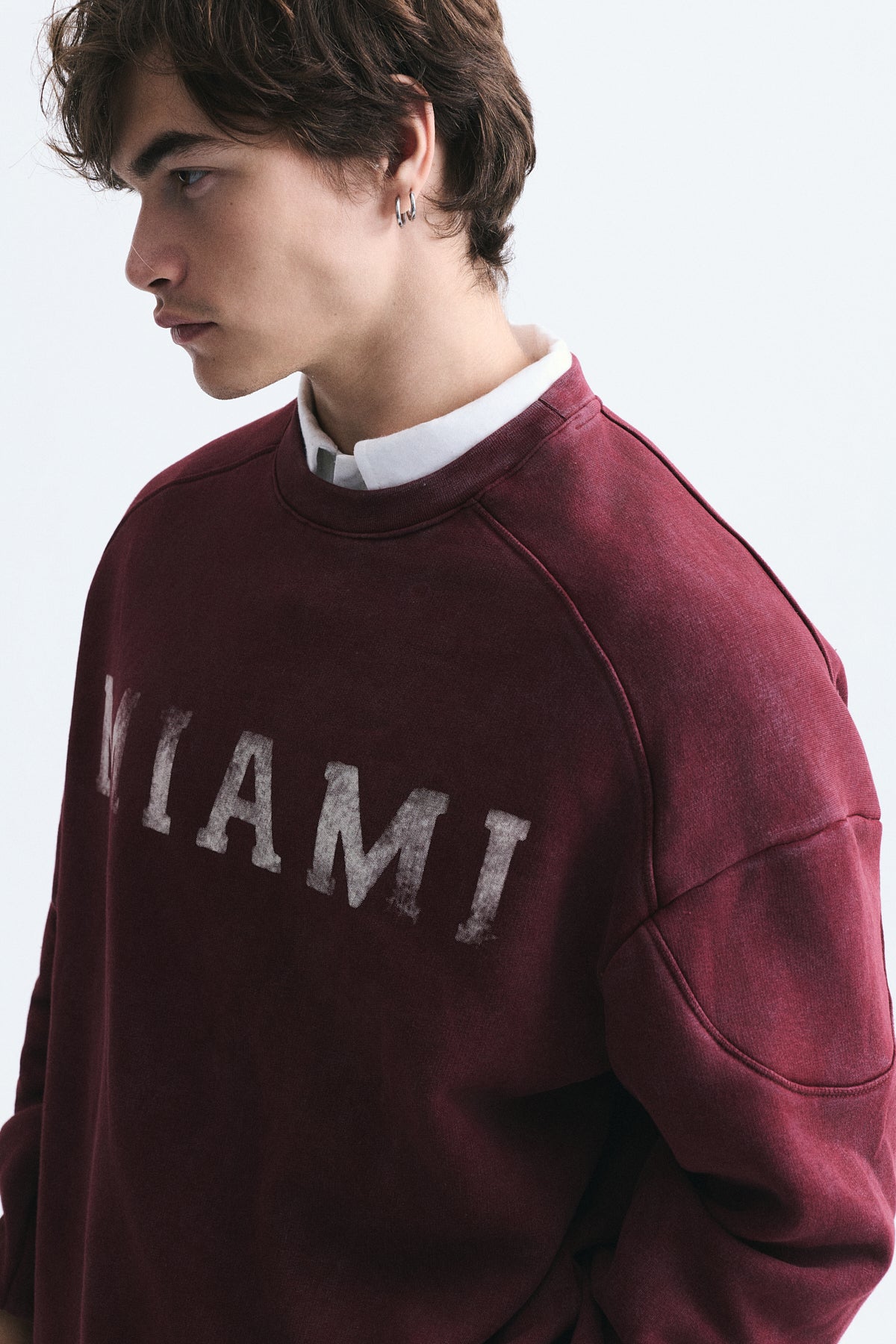 Miami Baskılı Bisiklet Yaka Sweatshirt