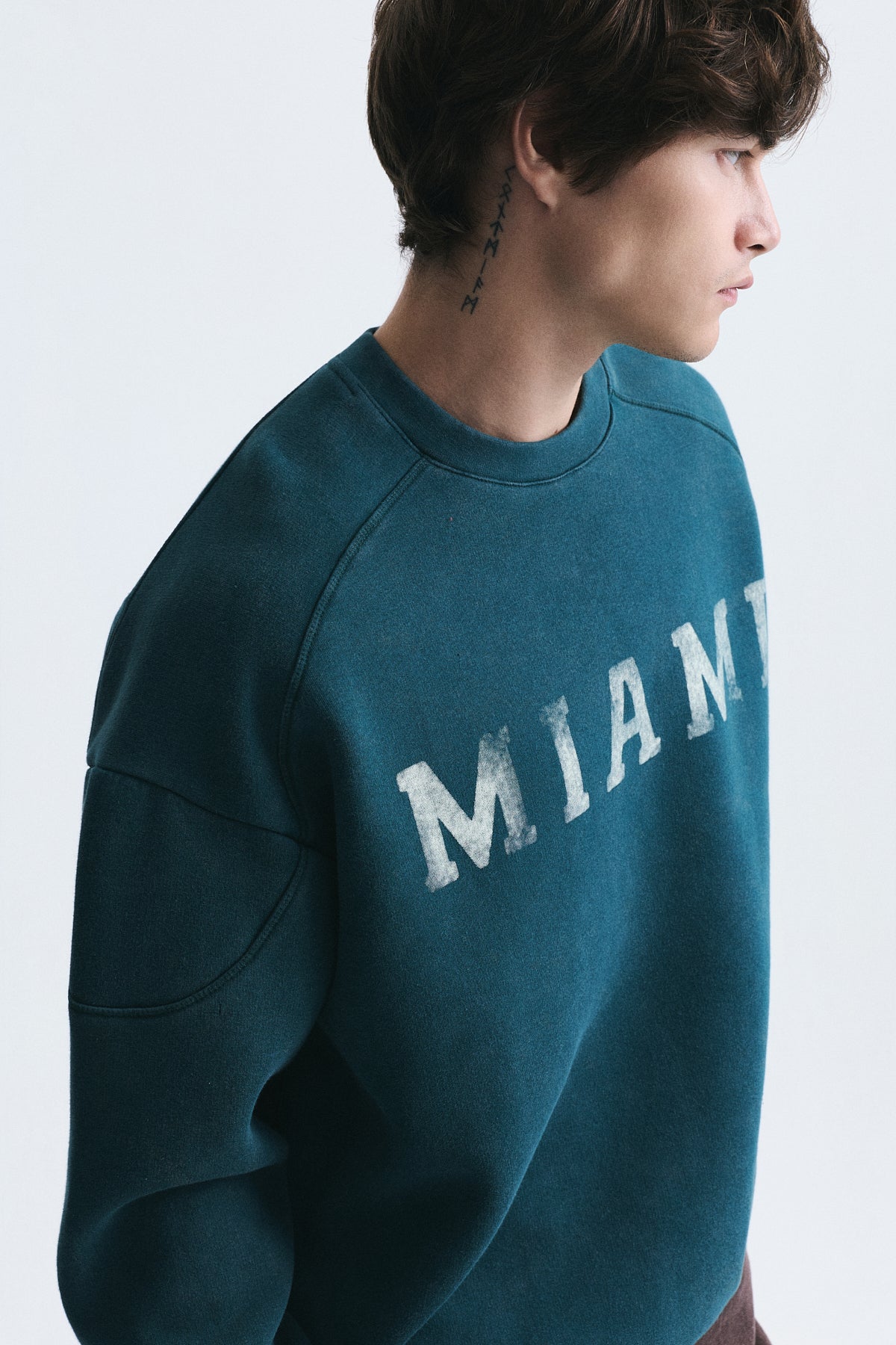 Miami Baskılı Bisiklet Yaka Sweatshirt