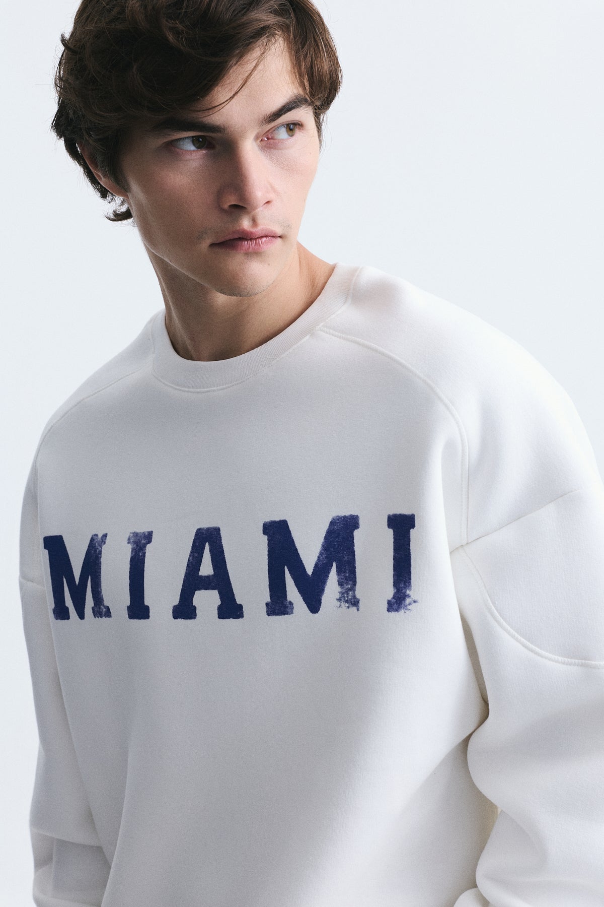 Miami Baskılı Bisiklet Yaka Sweatshirt