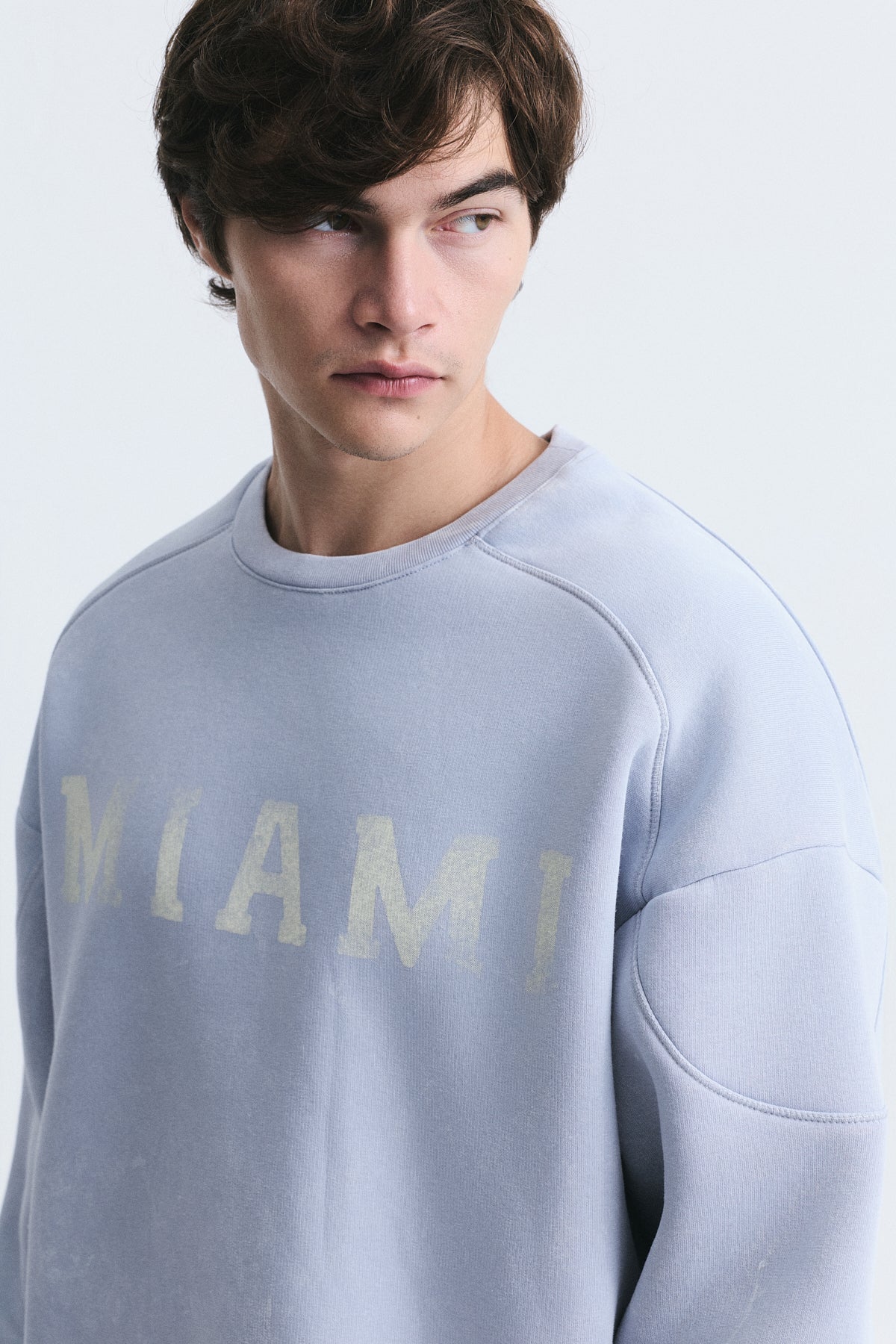 Miami Baskılı Bisiklet Yaka Sweatshirt