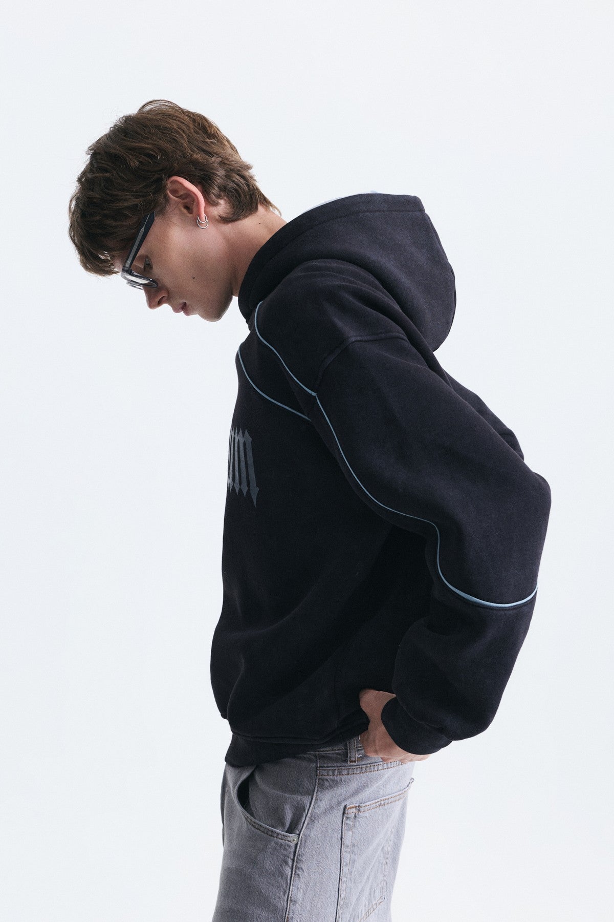 Boxy Fit Baskılı Kapüşonlu Sweatshirt