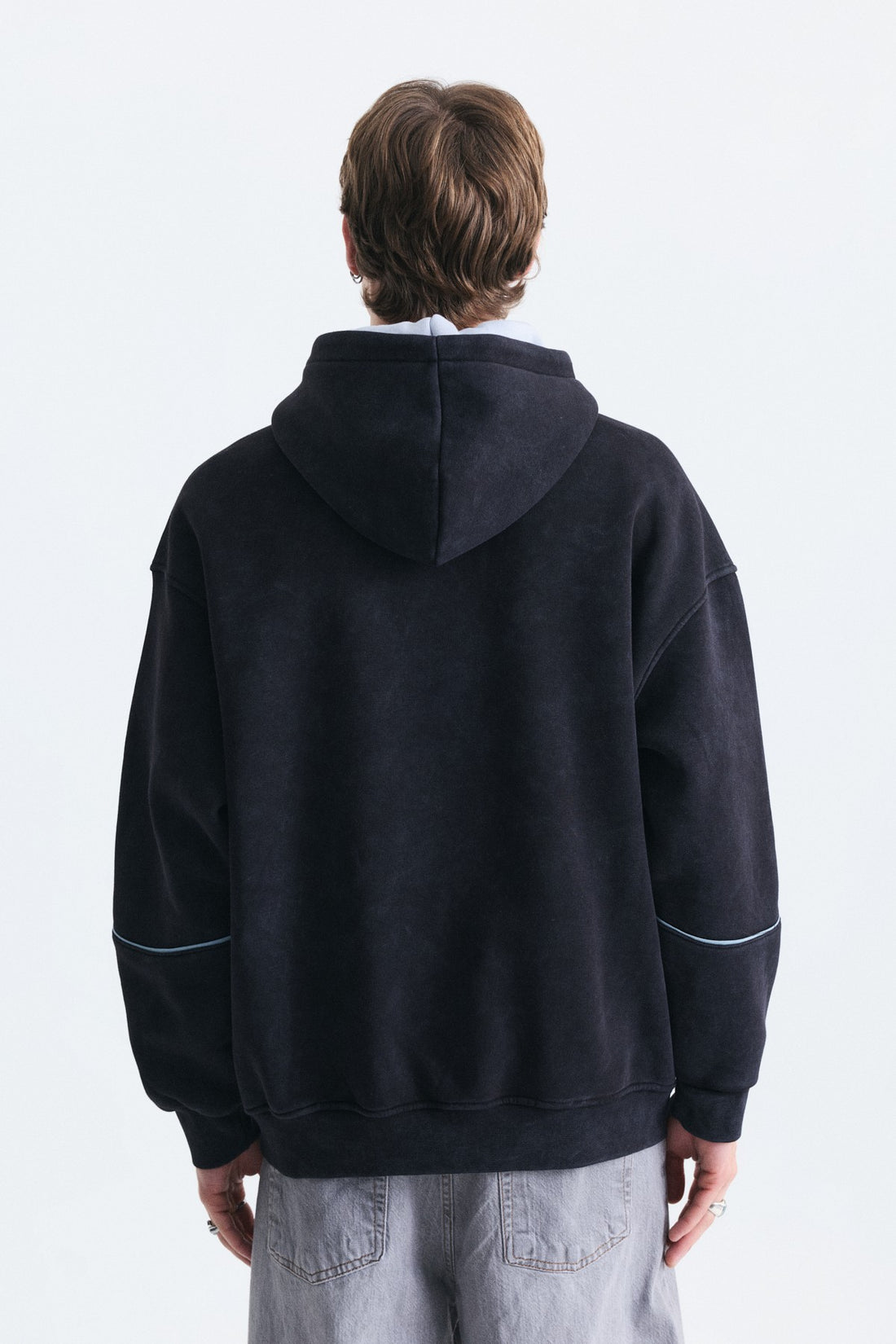 Boxy Fit Baskılı Kapüşonlu Sweatshirt